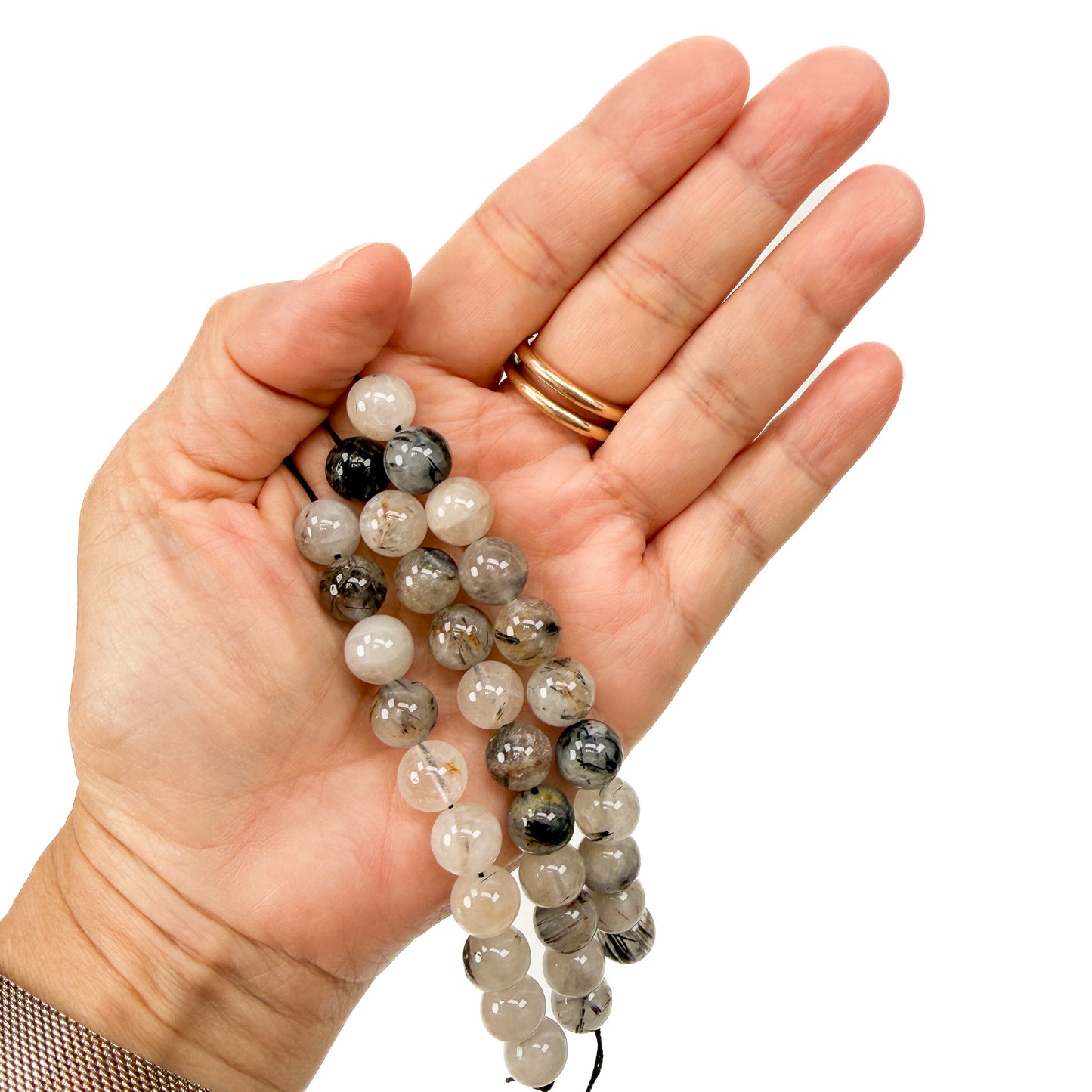 Rutilated Quartz 10mm Smooth Round Bead - 7.5" Strand (GEM2452)