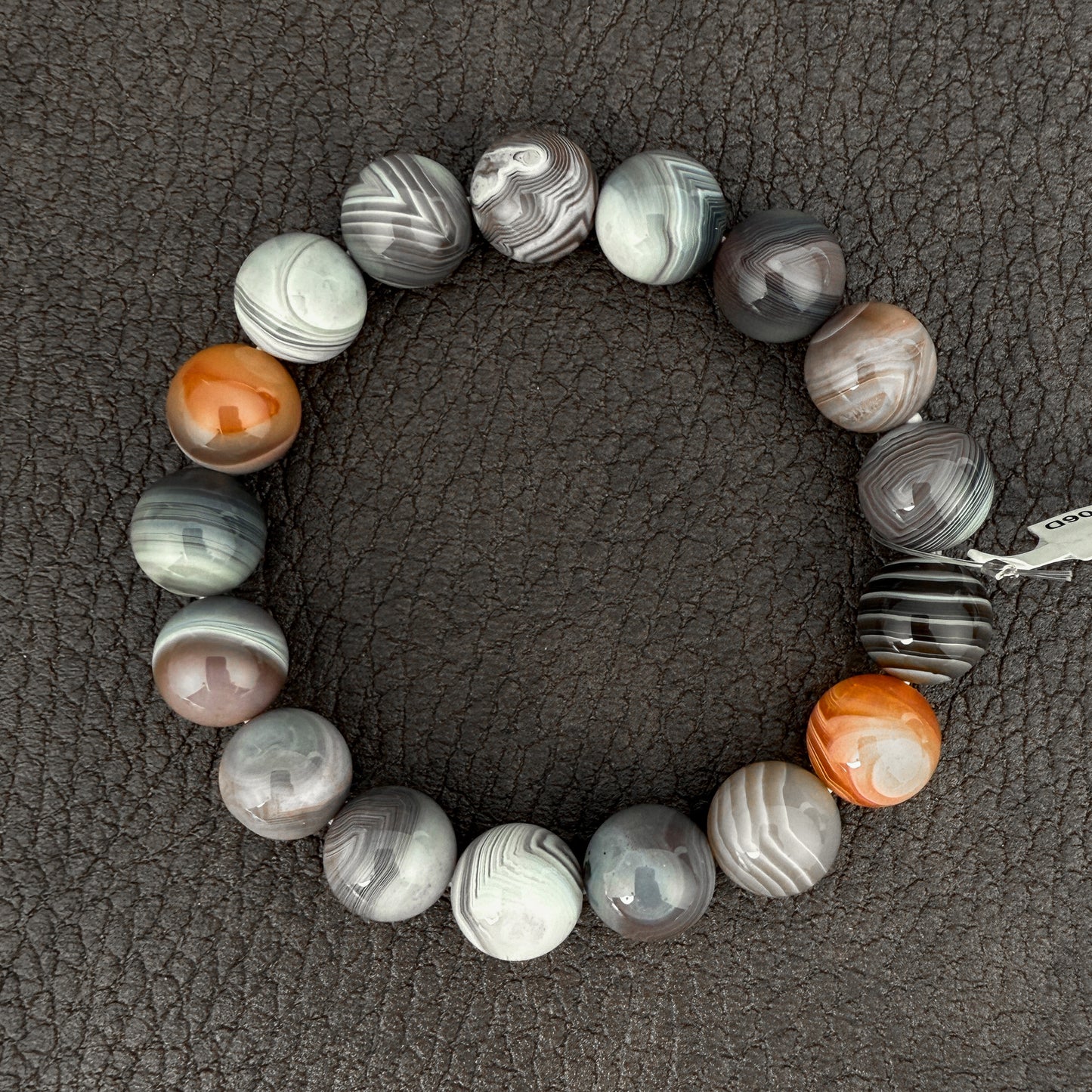 Banded Agate 12mm Smooth Round Stretchy Cord Bracelet (J302)-The Bead Gallery Honolulu