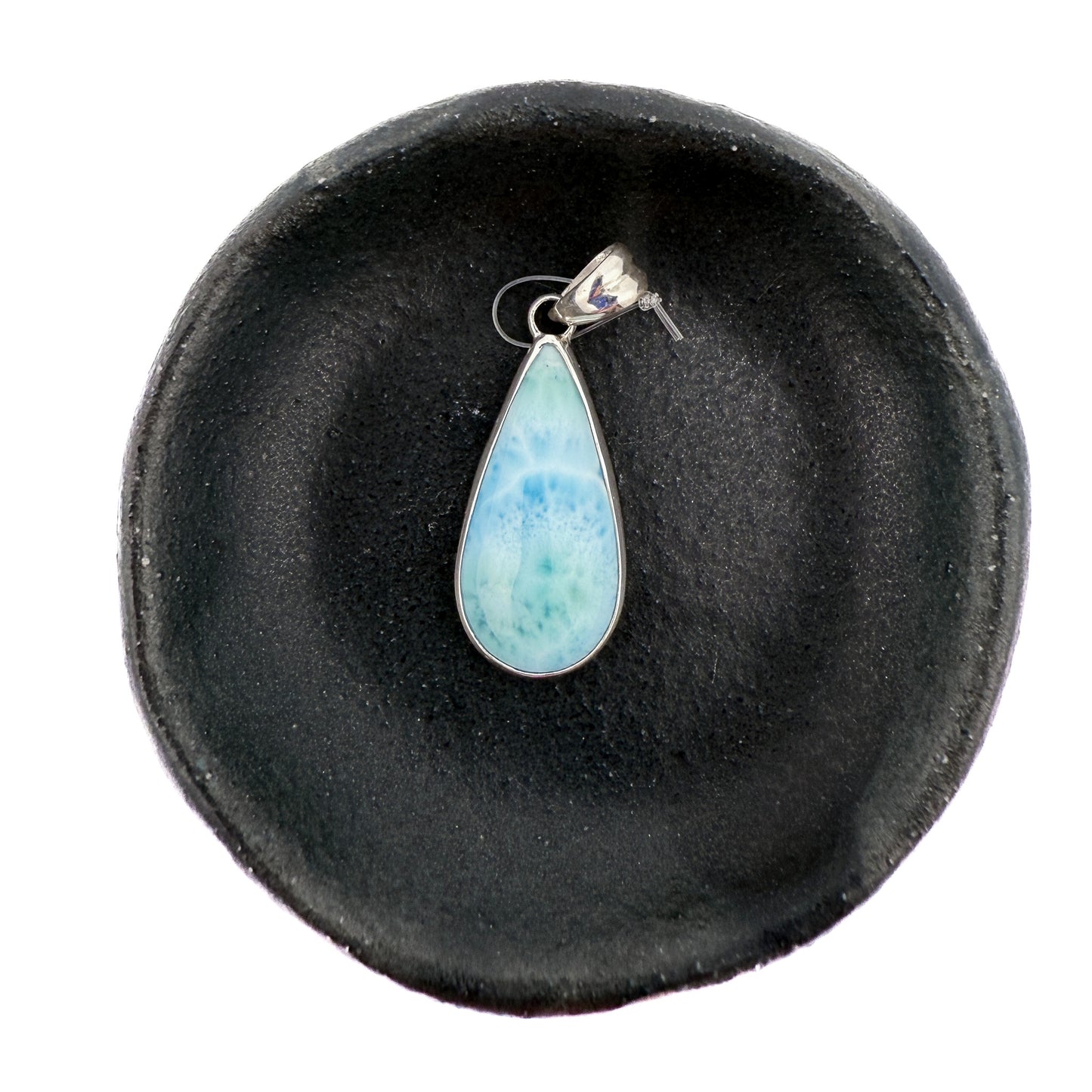 Assorted Larimar Drop Pendant - Bali Silver (1 pc/M1431)