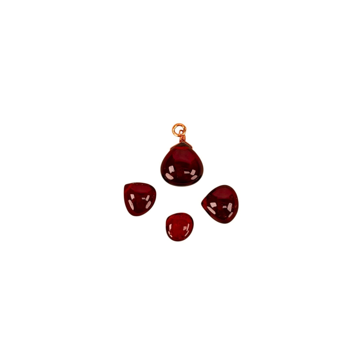 Hessonite Garnet 9-10mm Smooth Heart Tip-Drill Briolette Bead (P516)
