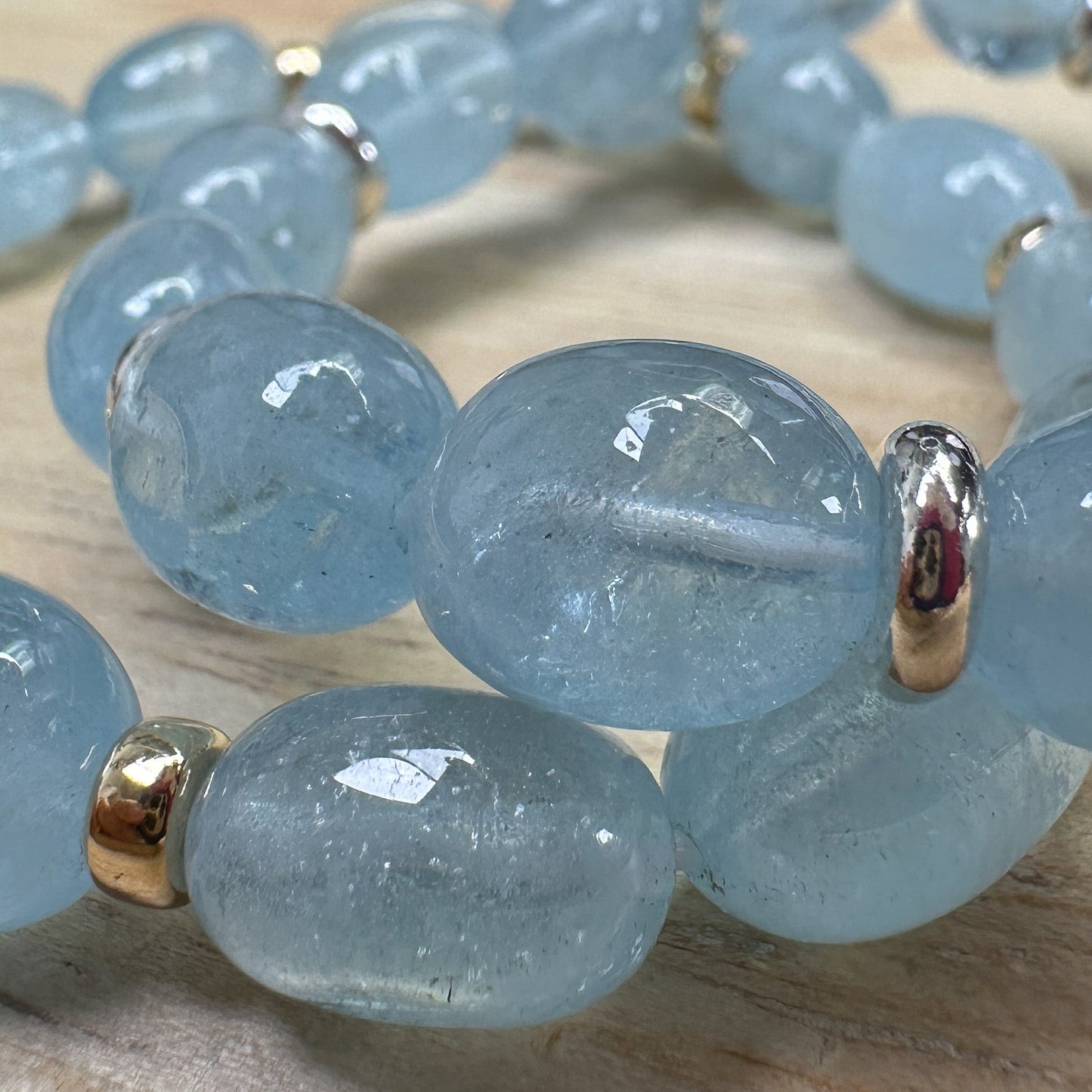 Aquamarine Nugget 11-12mm Barrel Bead - 7.5" Strand (GEM2199)-The Bead Gallery Honolulu