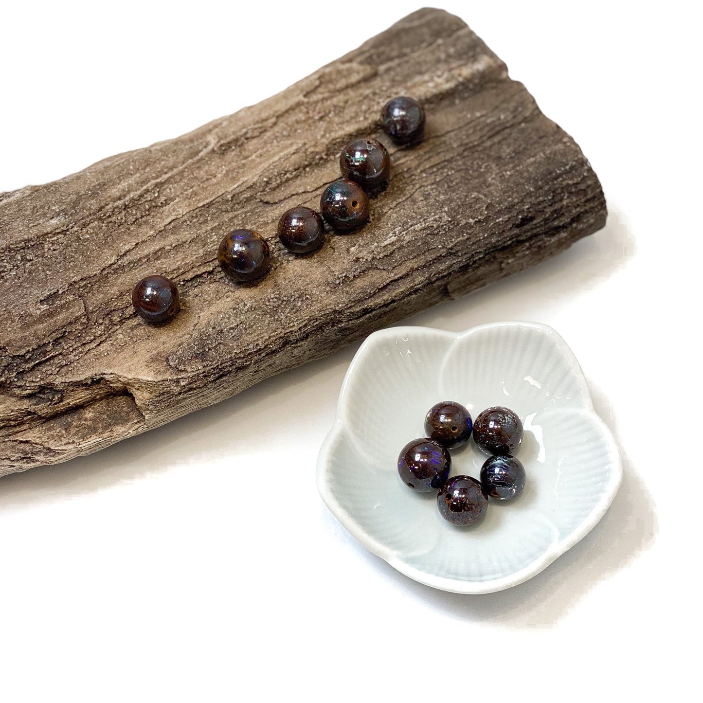 Australian Boulder Opal 10-12mm Smooth Round Bead - 1pc. (P2348)-The Bead Gallery Honolulu