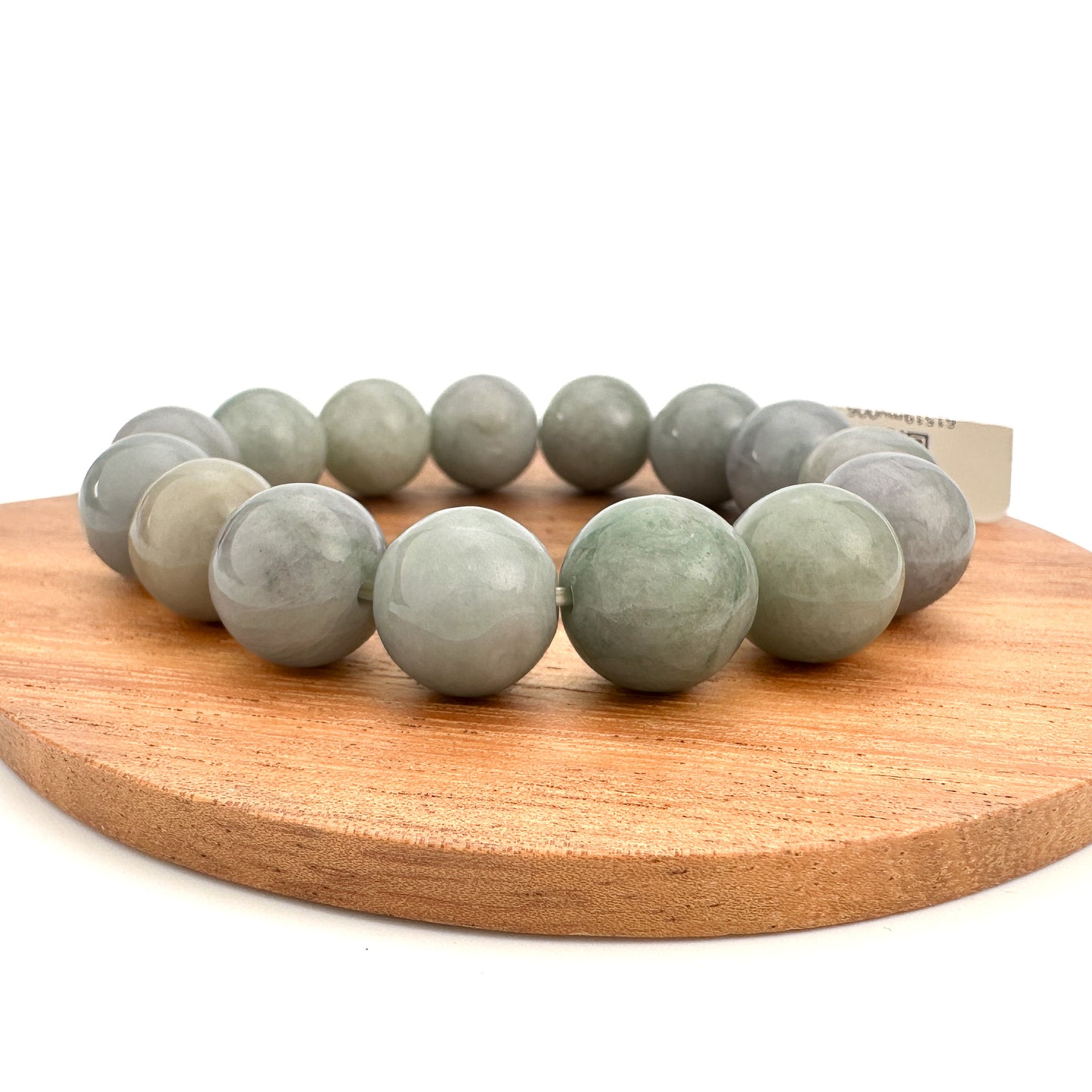 Burmese Jade 13-14mm Smooth Round Stretchy Bracelet (J300)-The Bead Gallery Honolulu