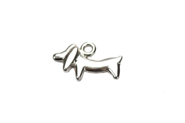 Dachshund Wiener Dog Charm - Sterling Silver) (1 pc/M2041)-The Bead Gallery Honolulu