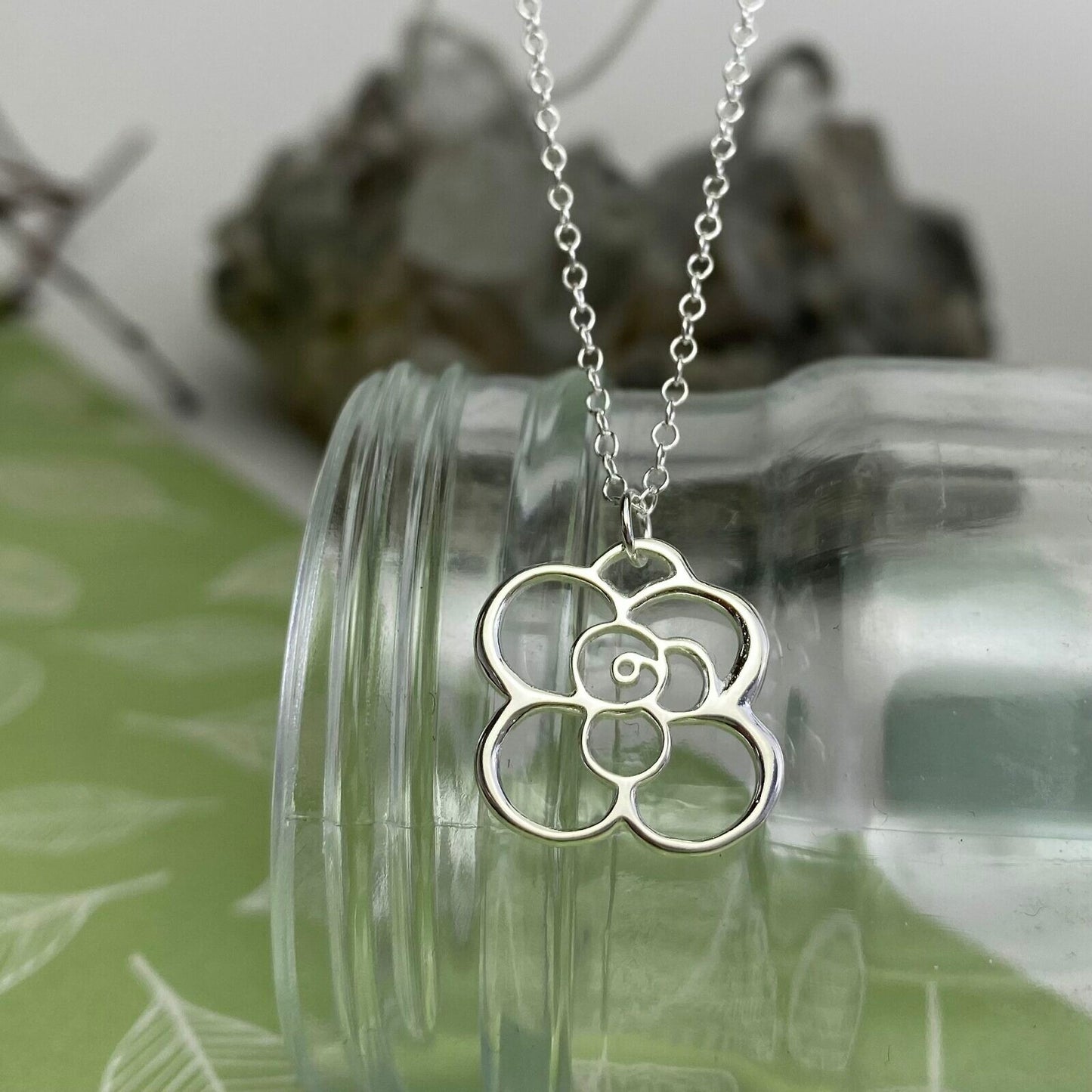 Large Flower Link Charm -Sterling Silver (1 pc/M665)-The Bead Gallery Honolulu