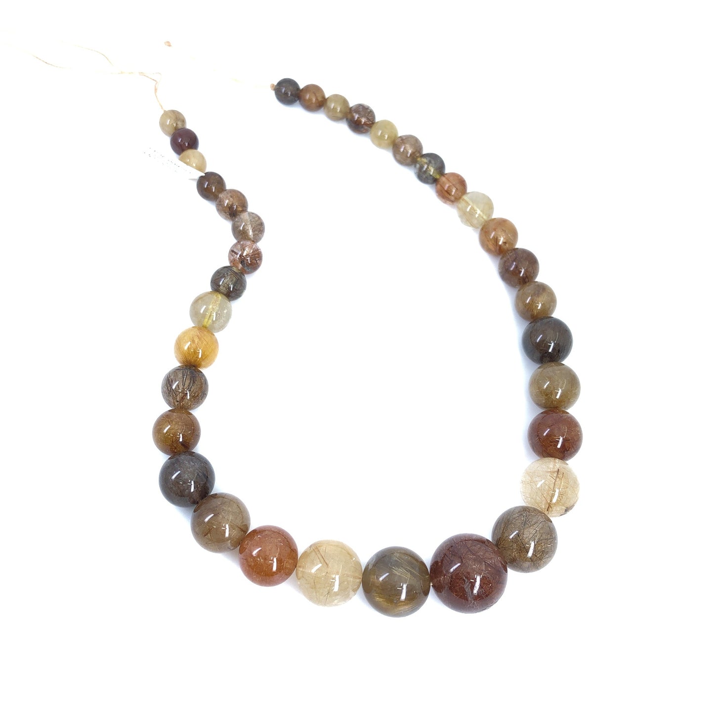 Multicolor Rutilated Quartz 8-20mm Graduated Smooth Round Bead - 15" Strand-The Bead Gallery Honolulu
