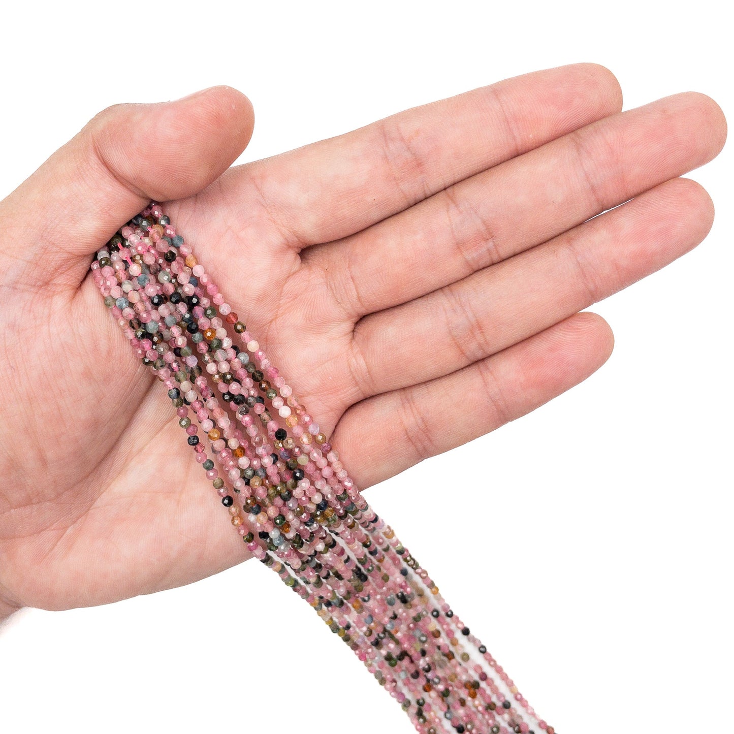 Multicolor Tourmaline 2.5mm Faceted Round Bead - 7.5" Strand