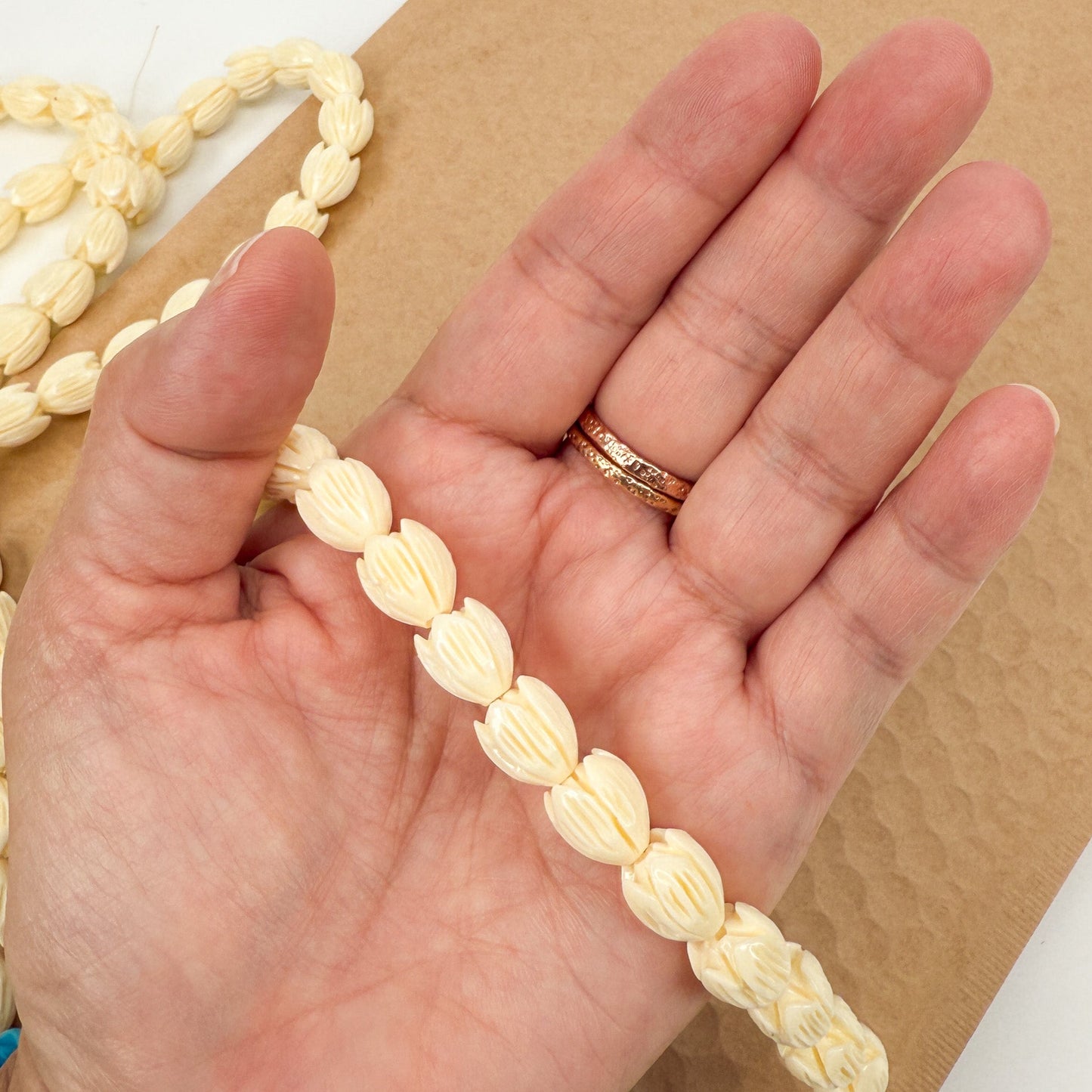 Pikake 10x12mm Large Cream Resin Bead (GEM2402)-The Bead Gallery Honolulu