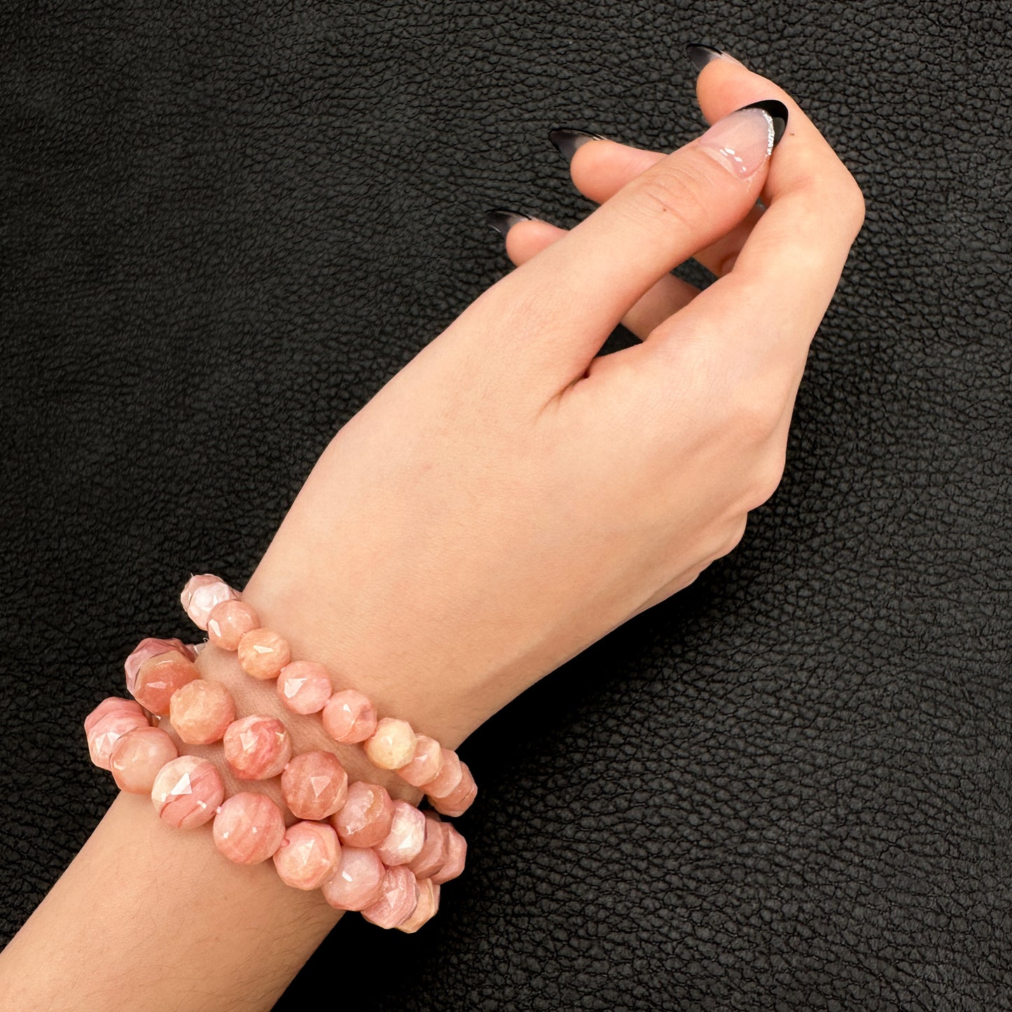 Pink Opal 8mm Faceted Star Cut Stretchy Cord Bracelet (J294)-The Bead Gallery Honolulu