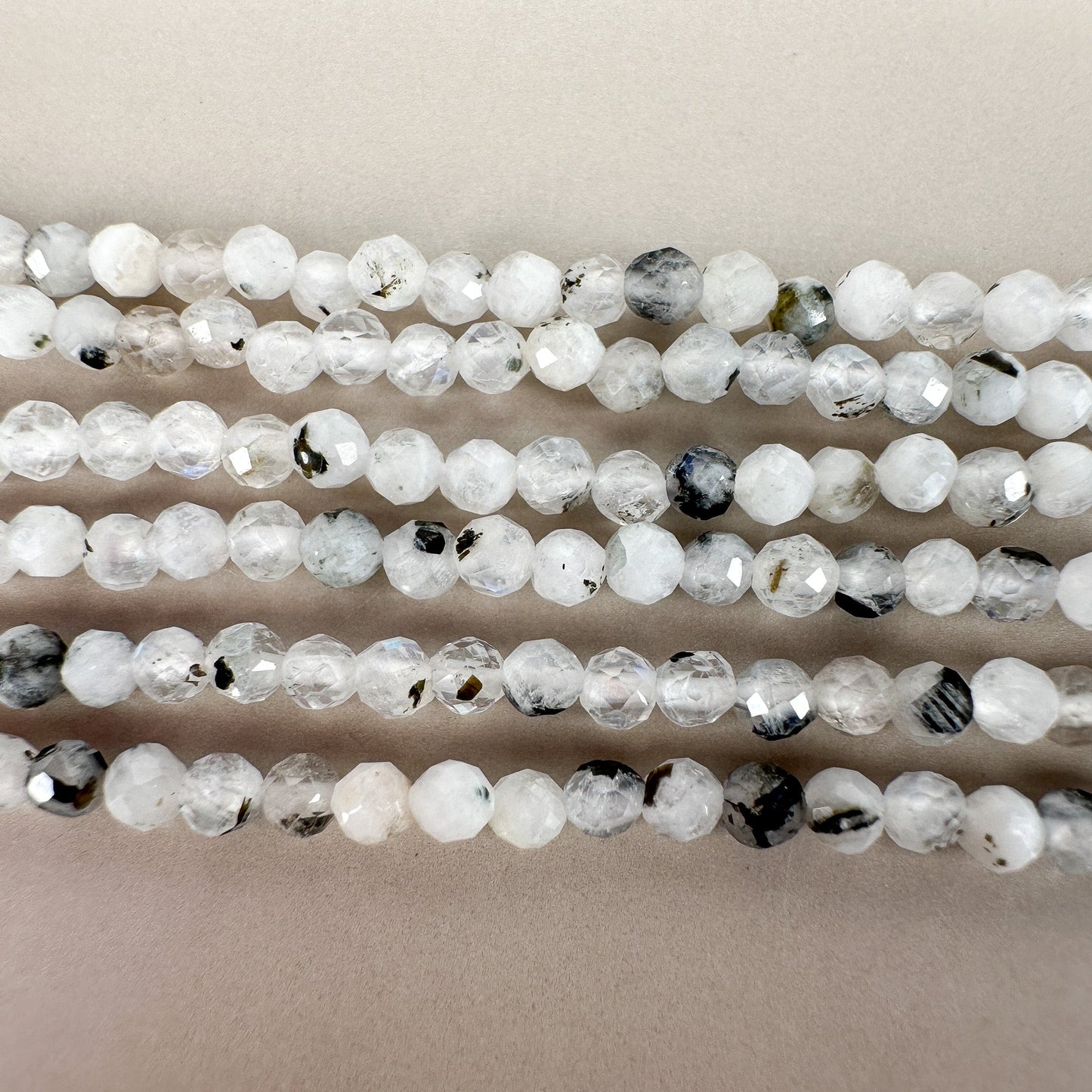 Rainbow Moonstone 2.5mm Faceted Round Bead Strand - 7.5" Strand (GEM1800)-The Bead Gallery Honolulu