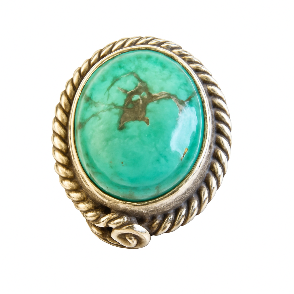 Vintage 13x10mm Inset Gemstone Oval Bead - Sterling Silver (1 pc/M2038)-The Bead Gallery Honolulu