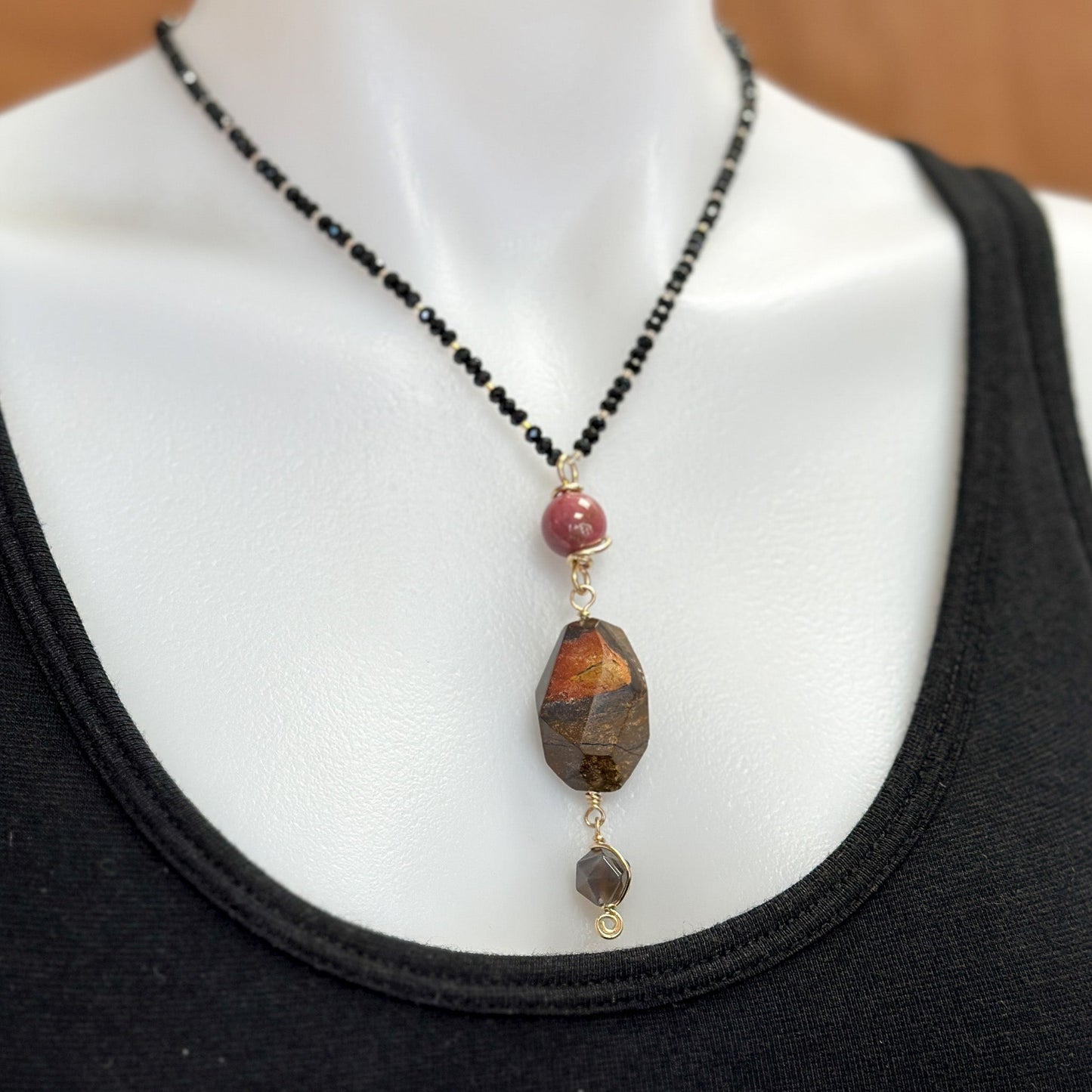 Rhodonite, Boulder Opal, and Botswana Agate Mala Bead Mix - 3 pcs. (MIX095)-The Bead Gallery Honolulu