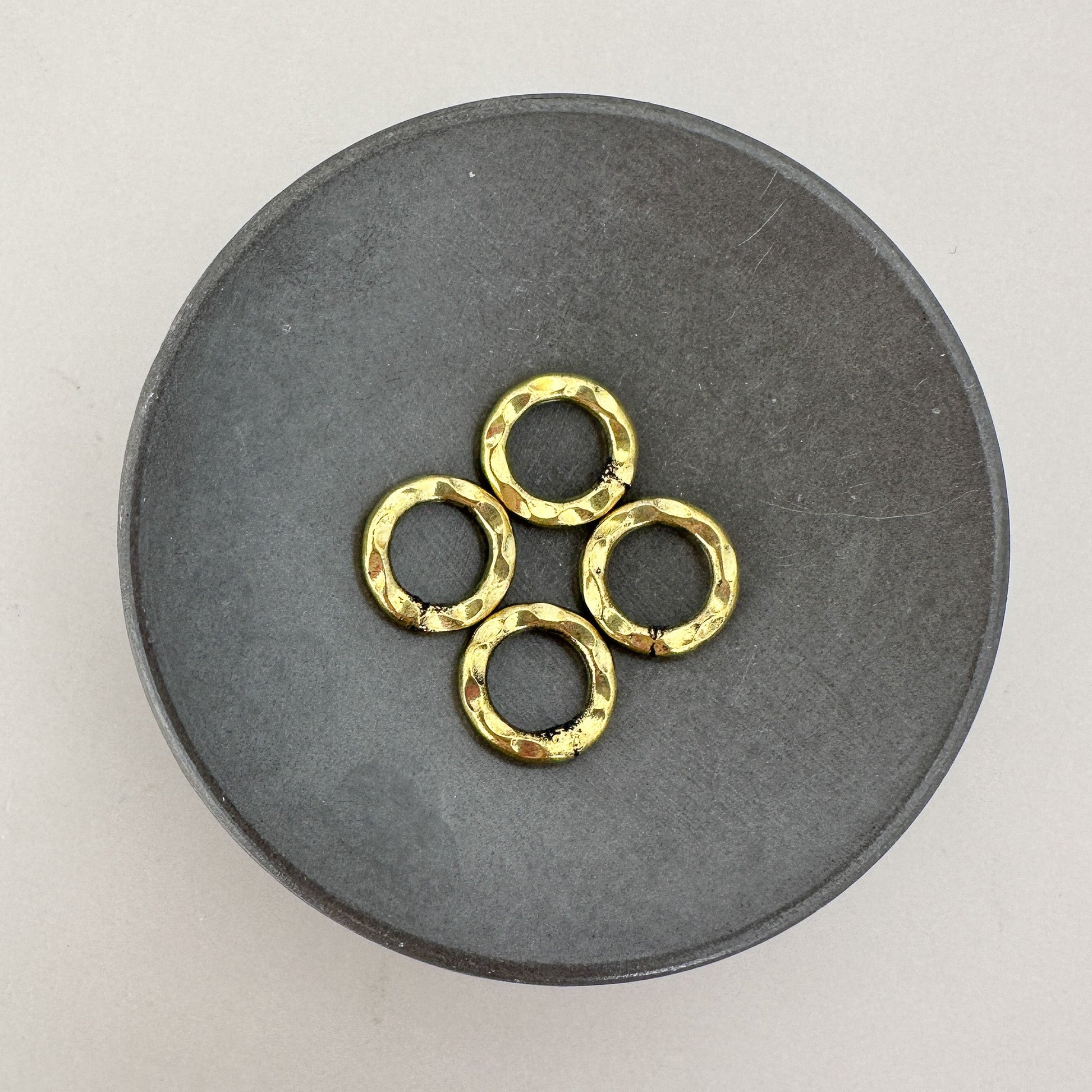 12mm Plated Hammered Ring (3 Metal Options) - 1 pc. (M1837)-The Bead Gallery Honolulu