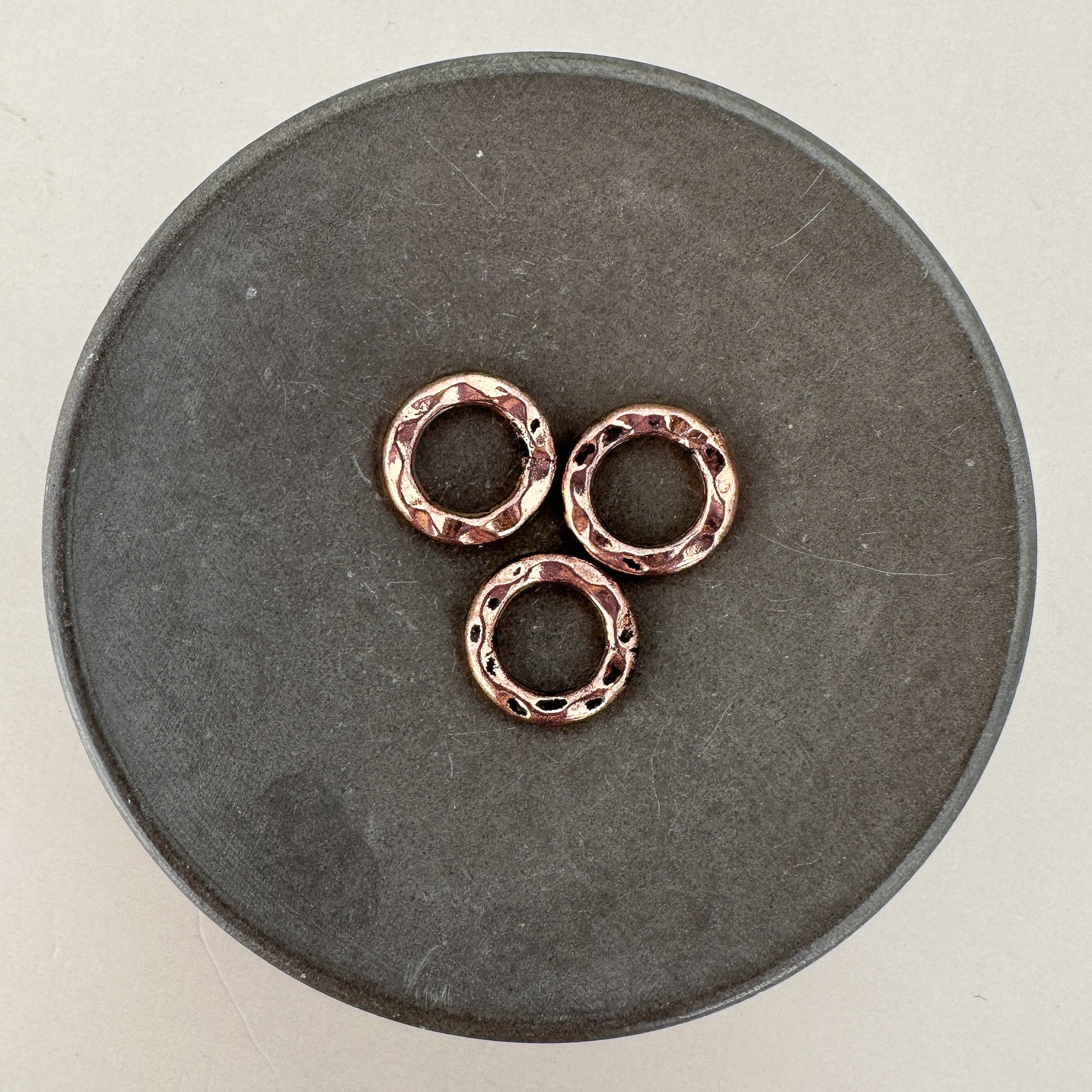 12mm Plated Hammered Ring (3 Metal Options) - 1 pc. (M1837)-The Bead Gallery Honolulu