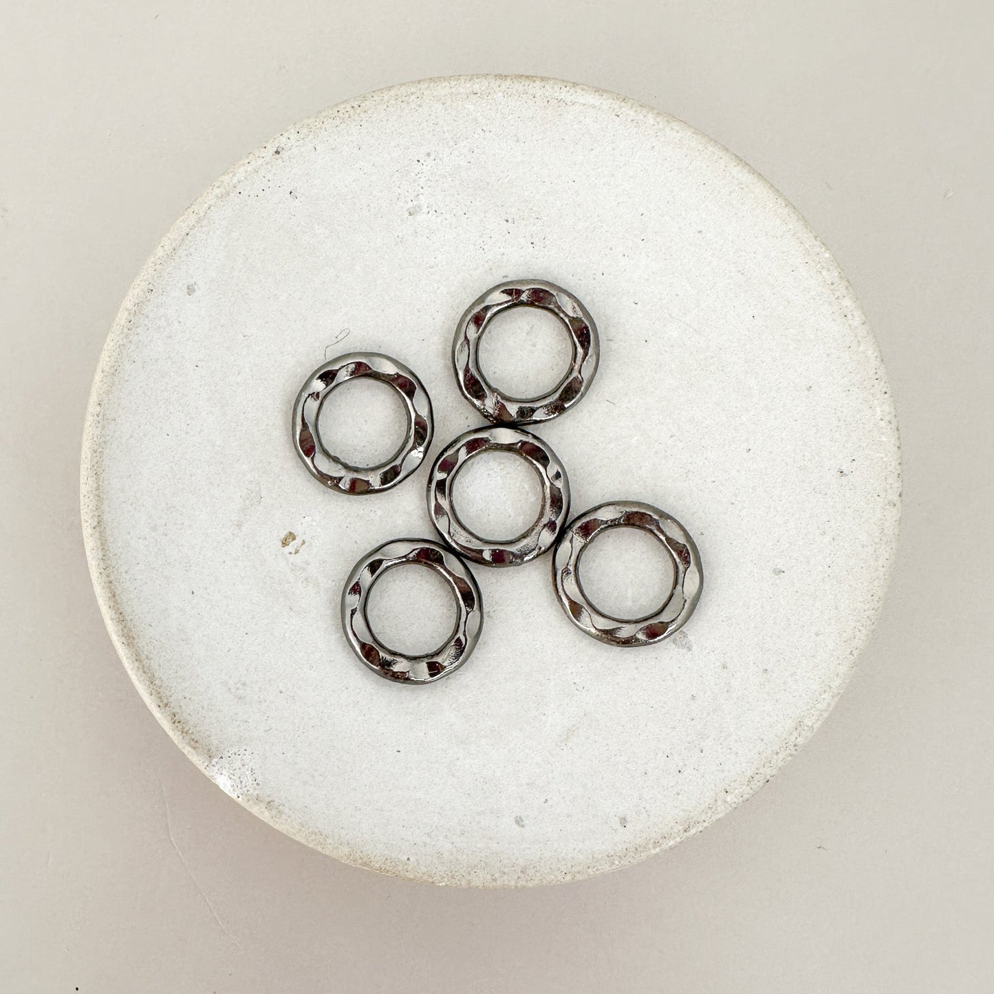 12mm Plated Hammered Ring (3 Metal Options) - 1 pc. (M1837)-The Bead Gallery Honolulu