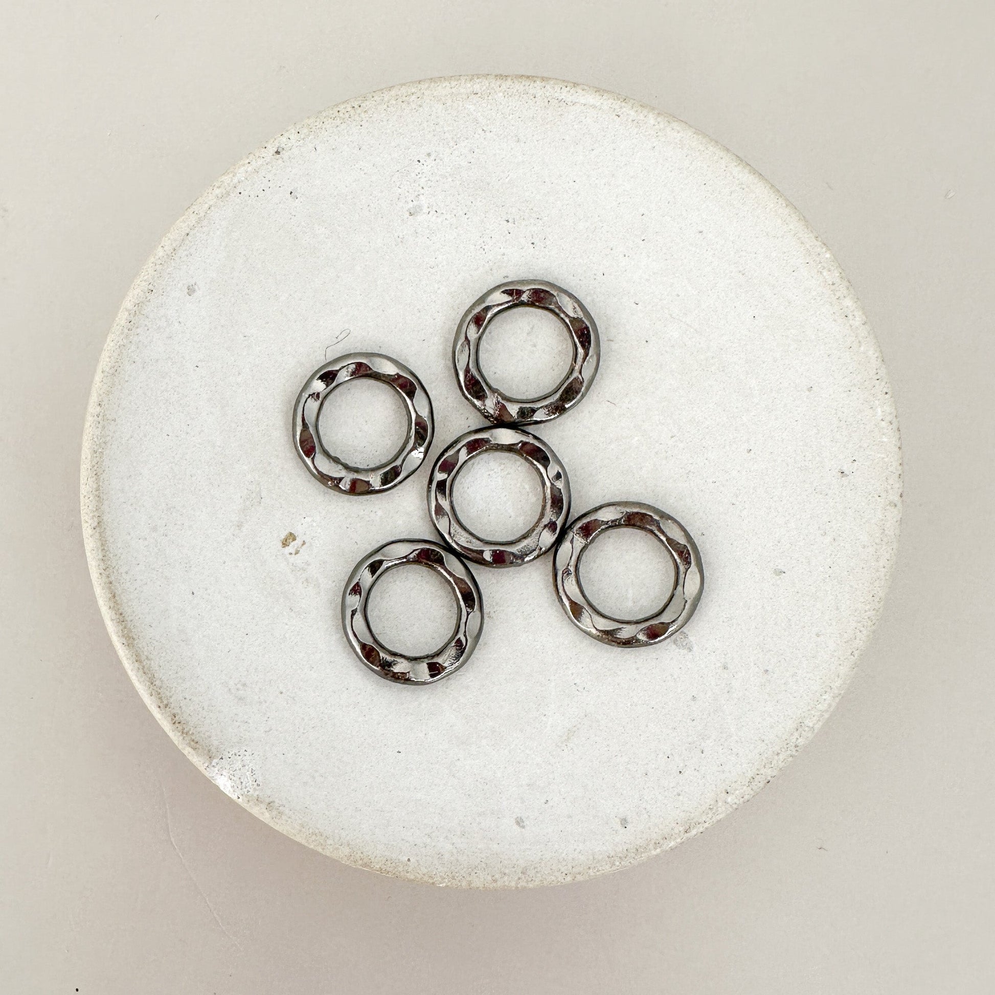 12mm Plated Hammered Ring (3 Metal Options) - 1 pc. (M1837)-The Bead Gallery Honolulu