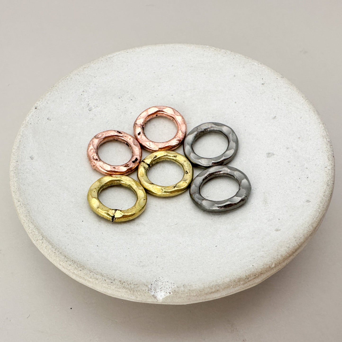 12mm Plated Hammered Ring (3 Metal Options) - 1 pc. (M1837)-The Bead Gallery Honolulu
