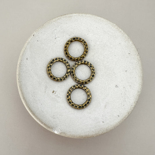 13mm Antique Bronze Plated Dapped Ring - 1 pc. (M1076)-The Bead Gallery Honolulu