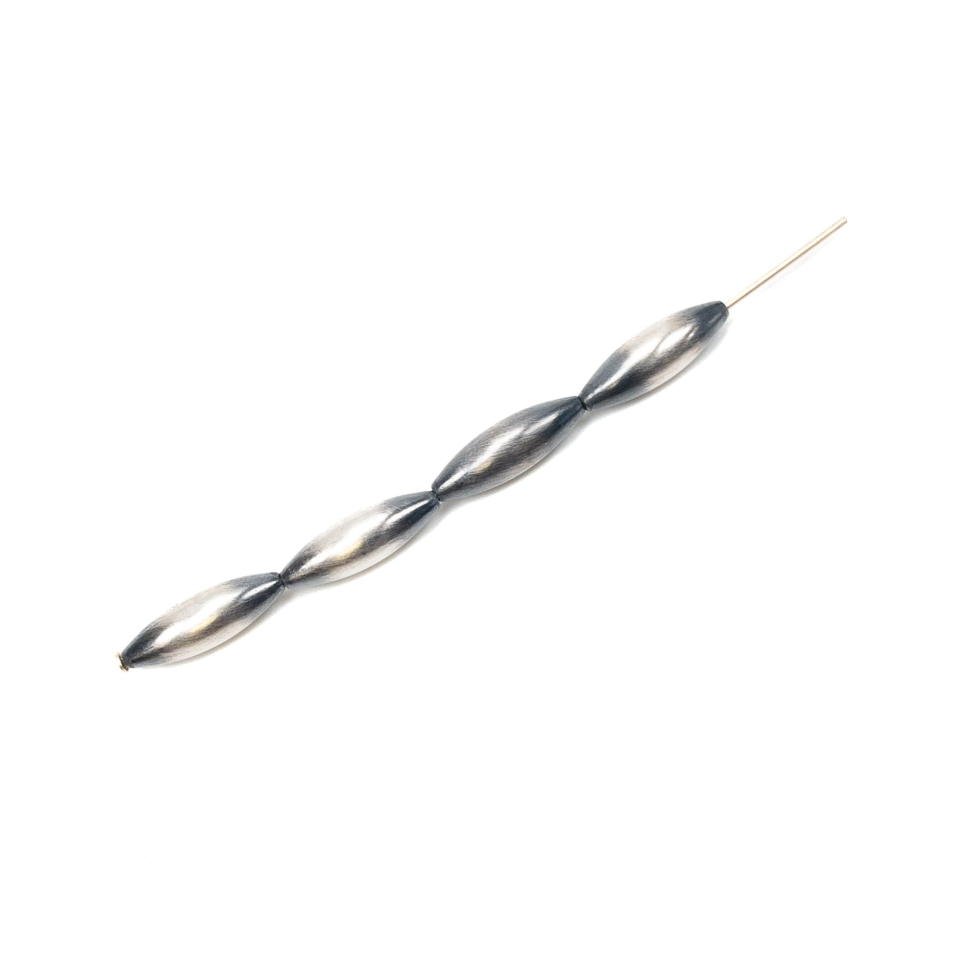 15mm Navajo Smooth Rice Bead (Oxidized Sterling Silver) - 1 pc.