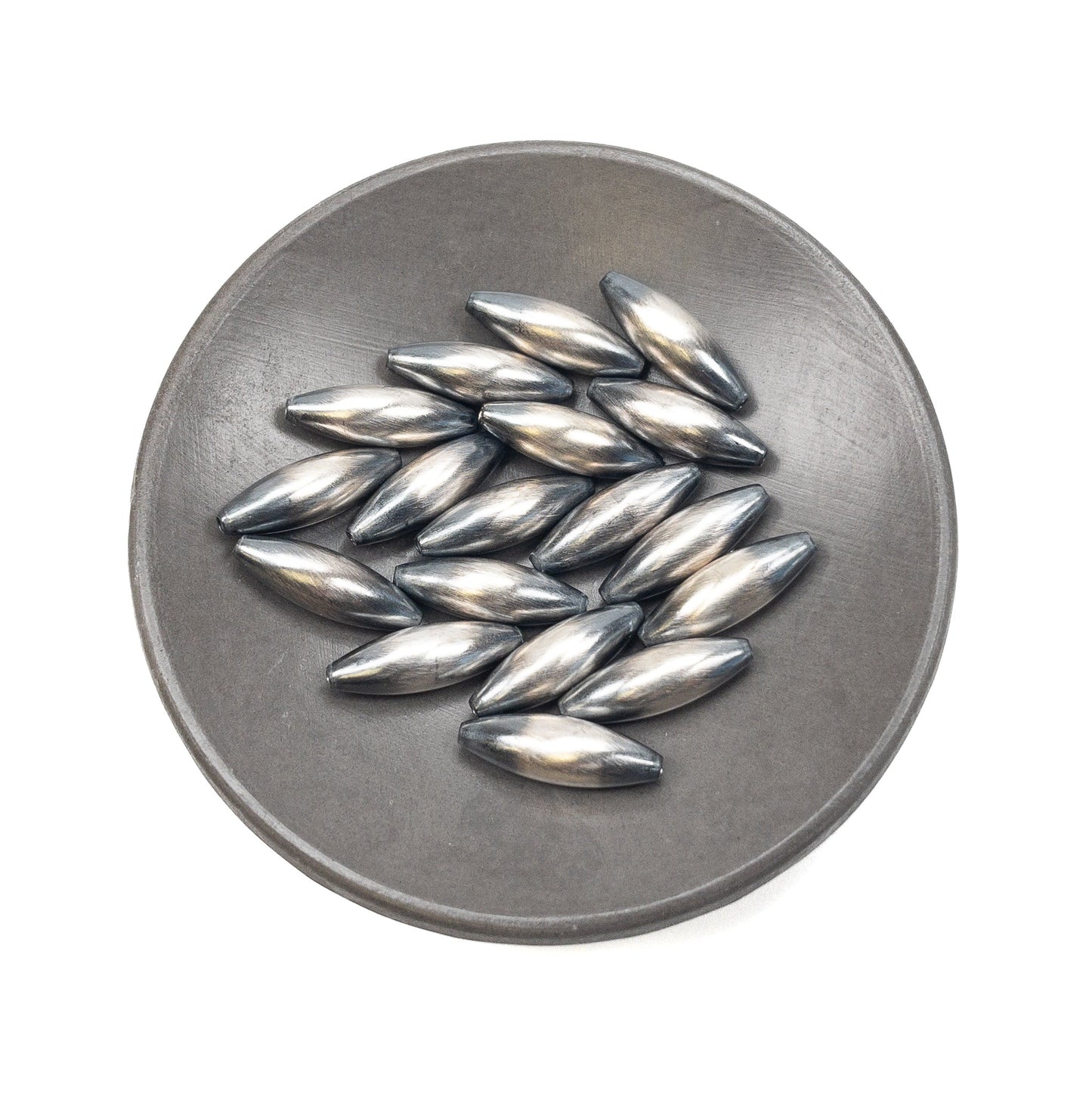 15mm Navajo Smooth Rice Bead (Oxidized Sterling Silver) - 1 pc.