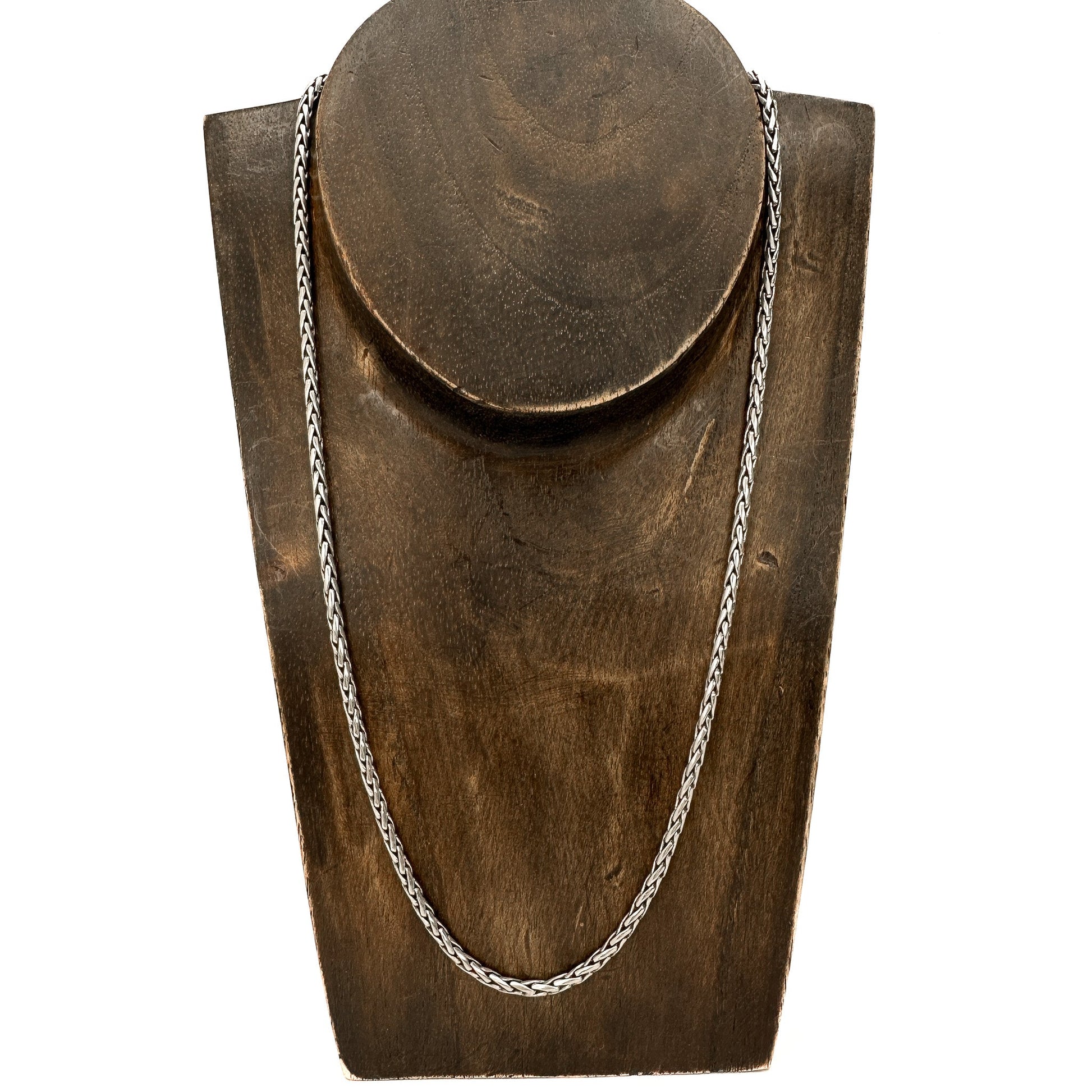 18" 2.5mm Braided Bali Silver Finished Chain Necklace - 1 pc. (J248)-The Bead Gallery Honolulu