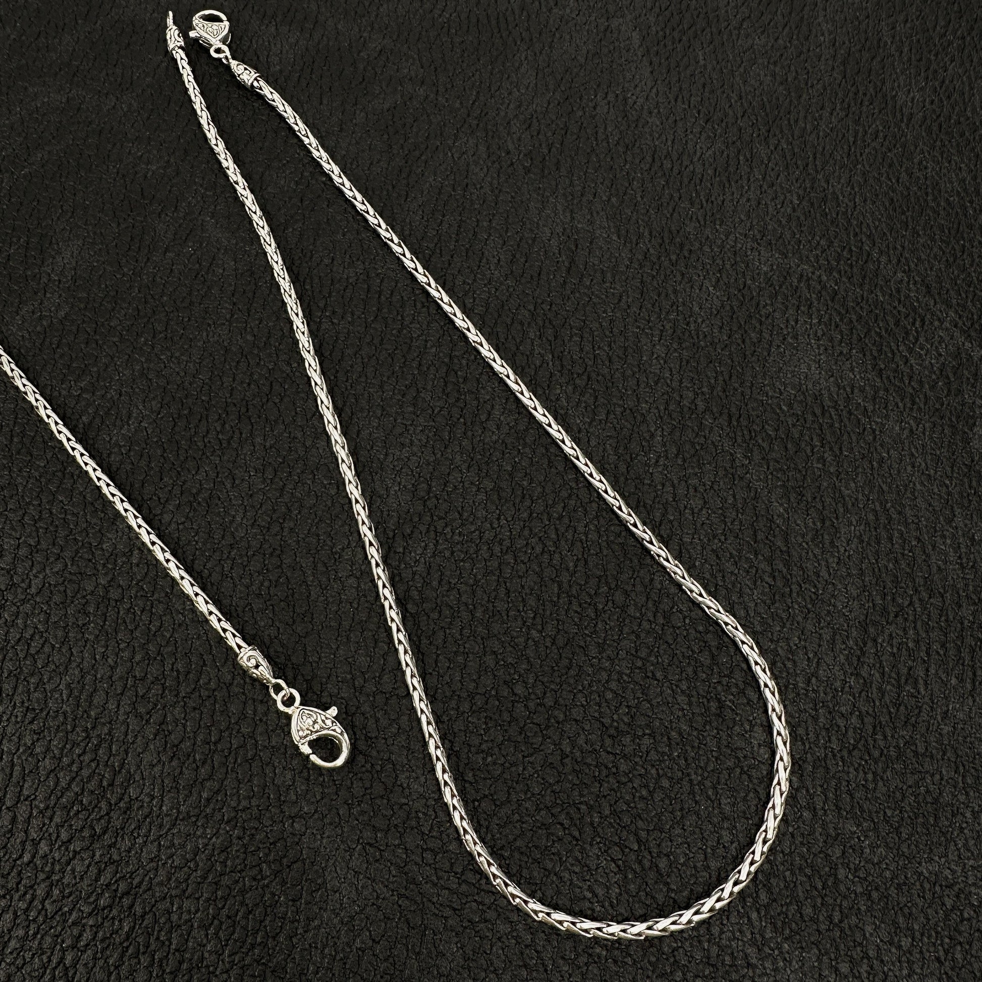 18" 2.5mm Braided Bali Silver Finished Chain Necklace - 1 pc. (J248)-The Bead Gallery Honolulu