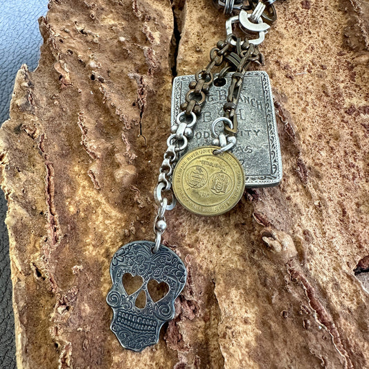 29" Brothel Tag Mixed Metal Charm Necklace - 1 pc.-The Bead Gallery Honolulu