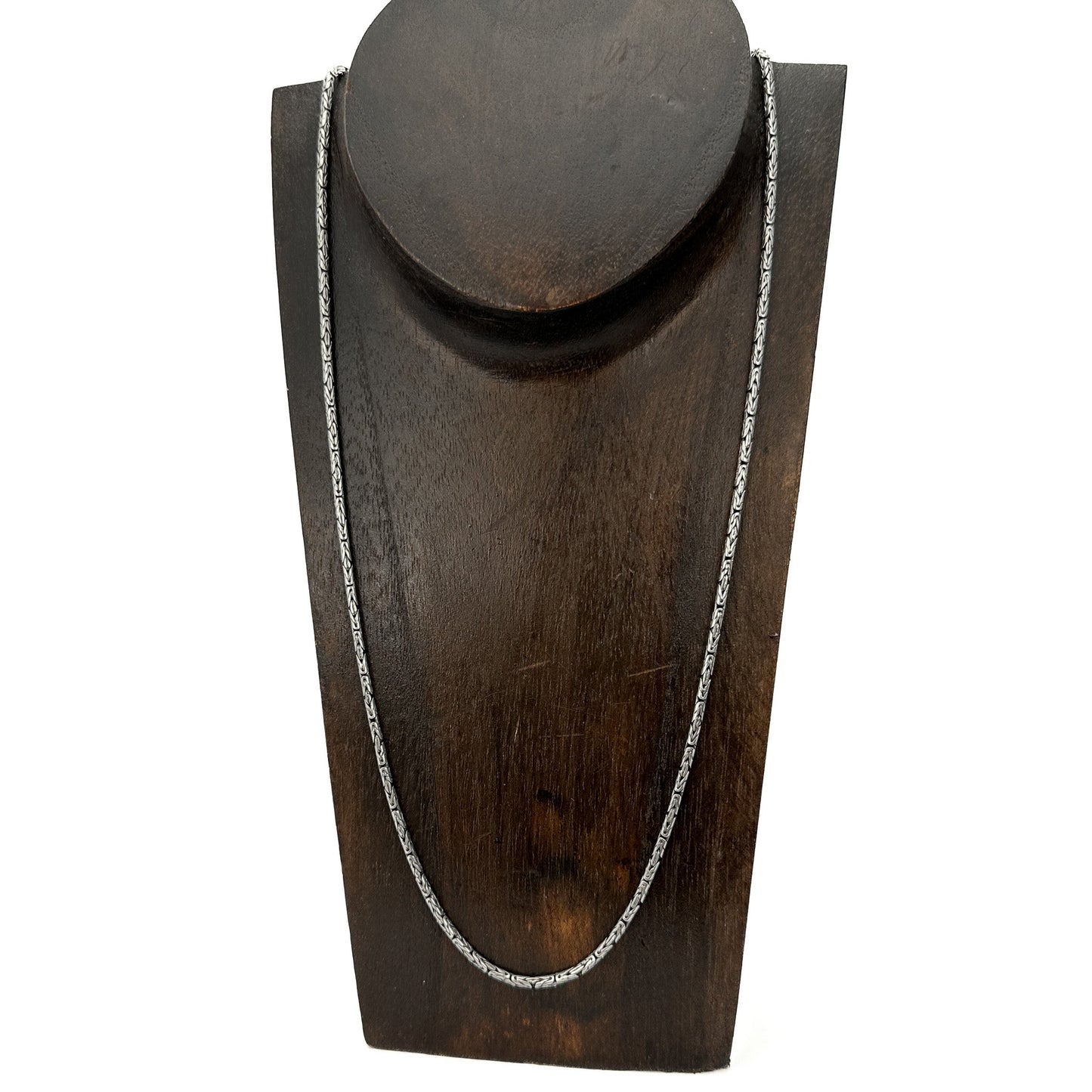 2mm Byzantine Bali Silver Finished Chain Necklace (2 Length Options) - 1 pc. (J252)-The Bead Gallery Honolulu