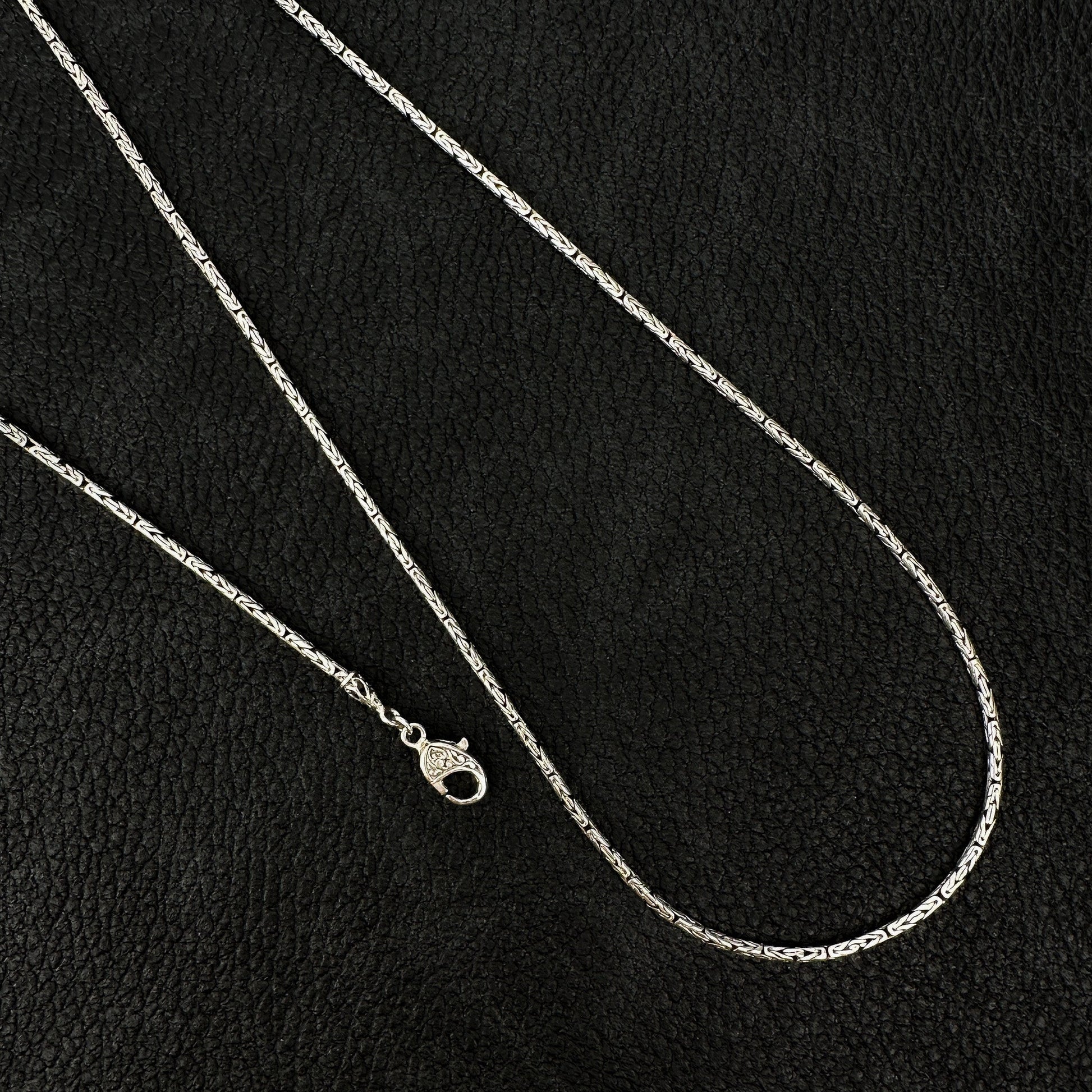 2mm Byzantine Bali Silver Finished Chain Necklace (2 Length Options) - 1 pc. (J252)-The Bead Gallery Honolulu