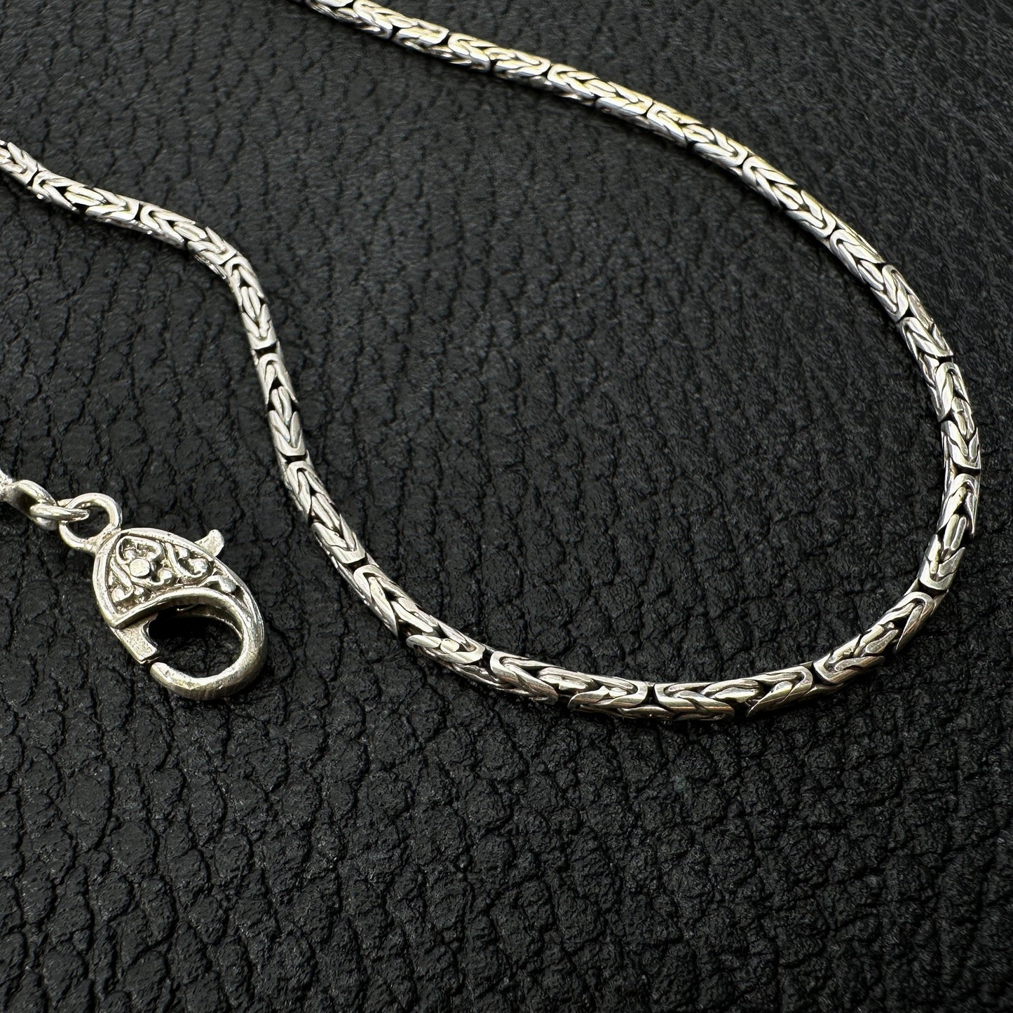 2mm Byzantine Bali Silver Finished Chain Necklace (2 Length Options) - 1 pc. (J252)-The Bead Gallery Honolulu
