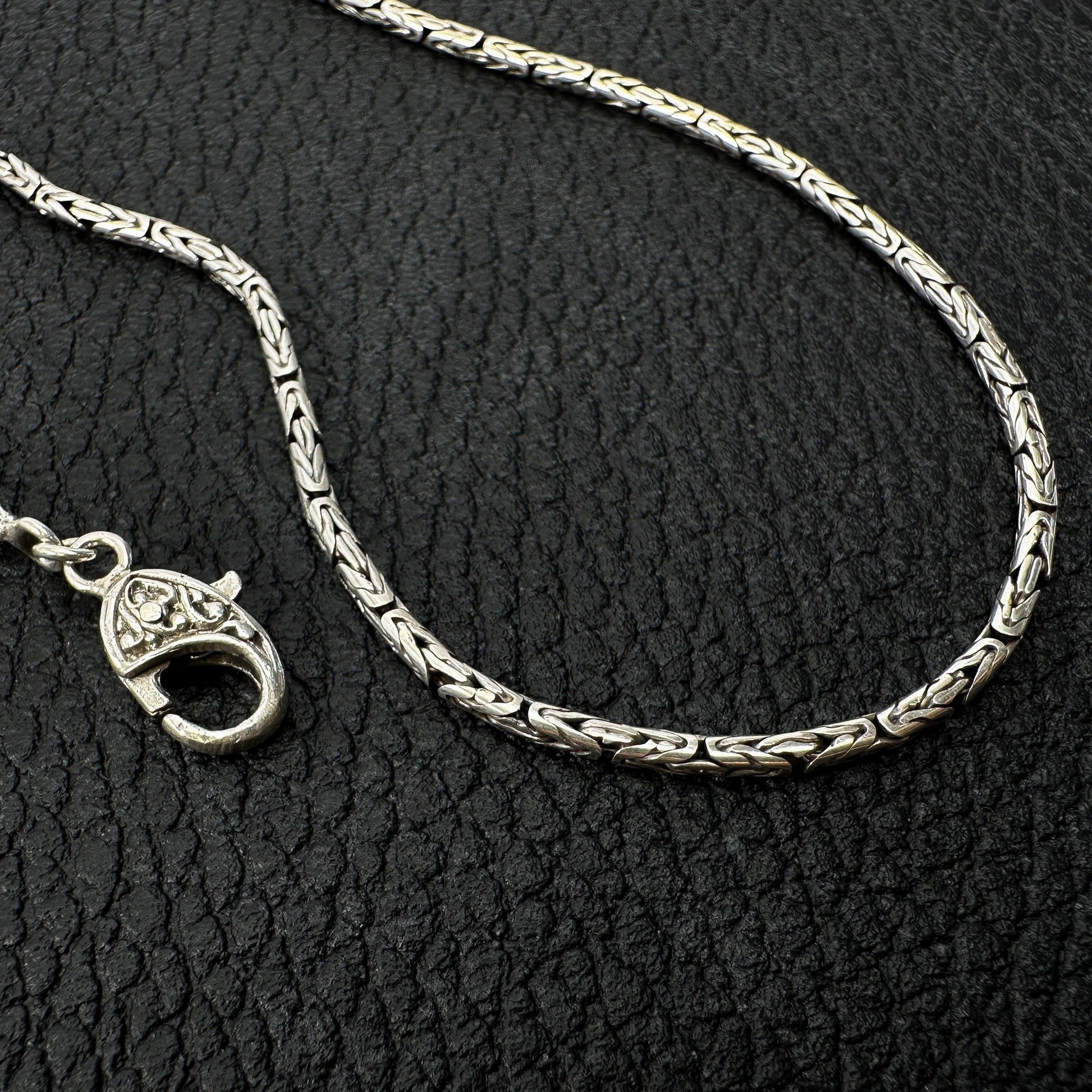 2mm Byzantine Bali Silver Finished Chain Necklace (2 Length Options) - 1 pc. (J252)-The Bead Gallery Honolulu