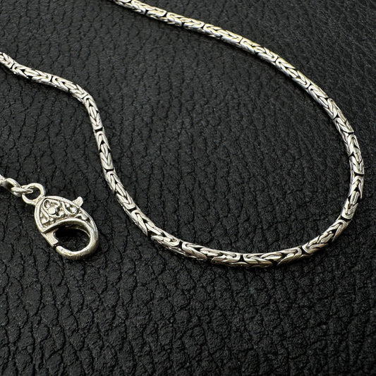 2mm Byzantine Bali Silver Finished Chain Necklace (2 Length Options) - 1 pc. (J252)-The Bead Gallery Honolulu