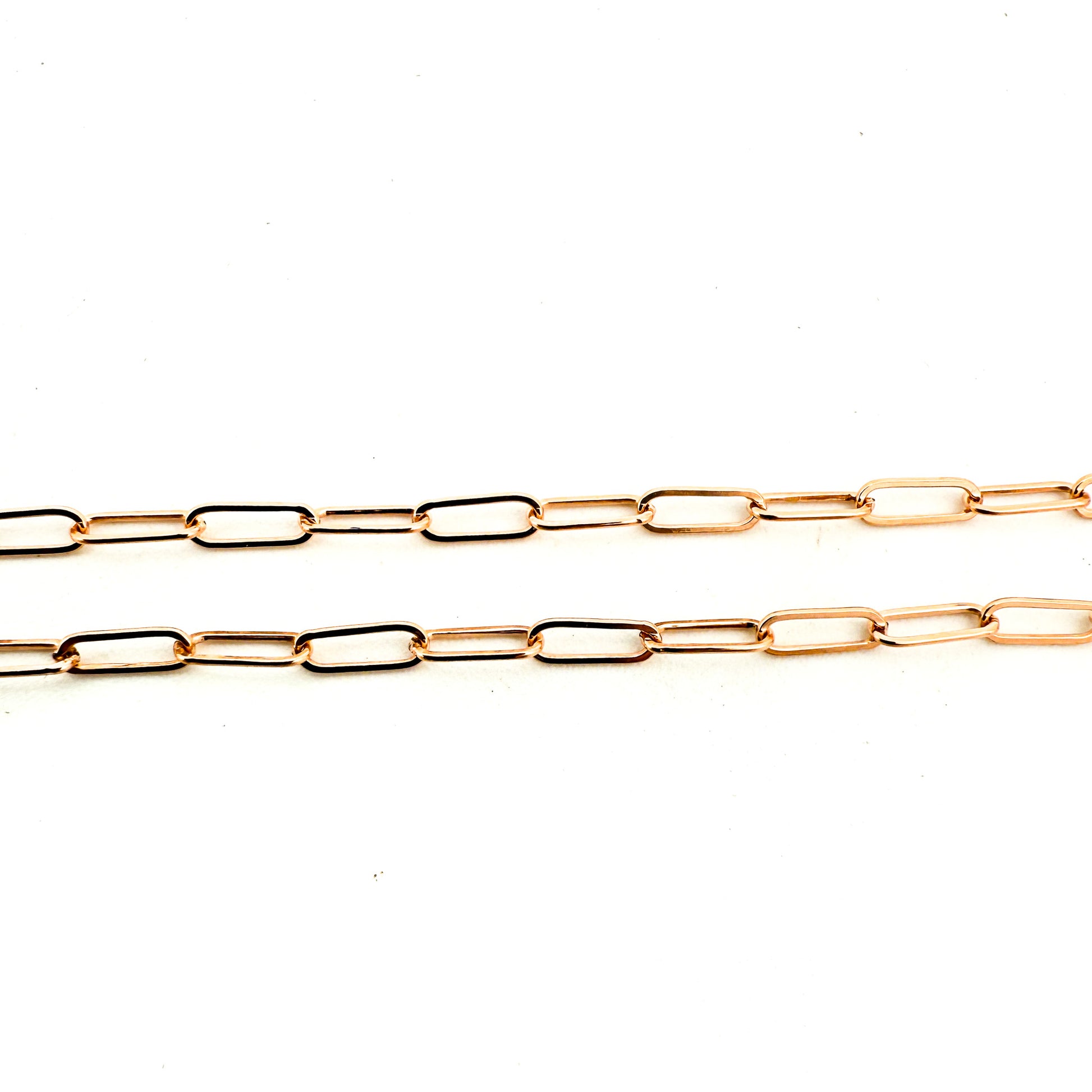 2mm x 5.2mm Flat Drawn Cable "Paperclip" Chain - Silver | Gold | Rose Gold (1 in/CH369)-The Bead Gallery Honolulu