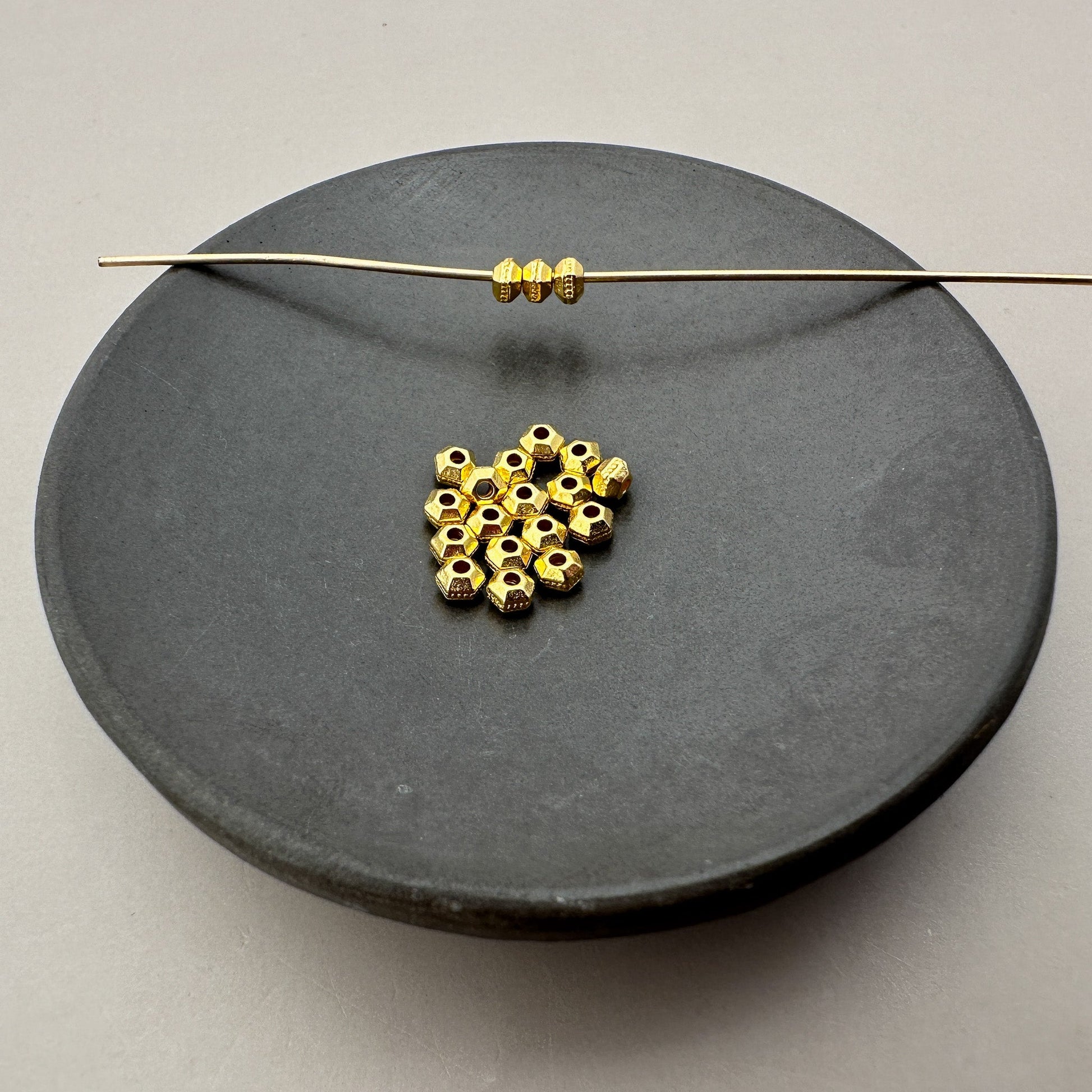 3mm Diamond Hex Spacer Bead (4 Metal Options) - 20 pcs. (M487)-The Bead Gallery Honolulu