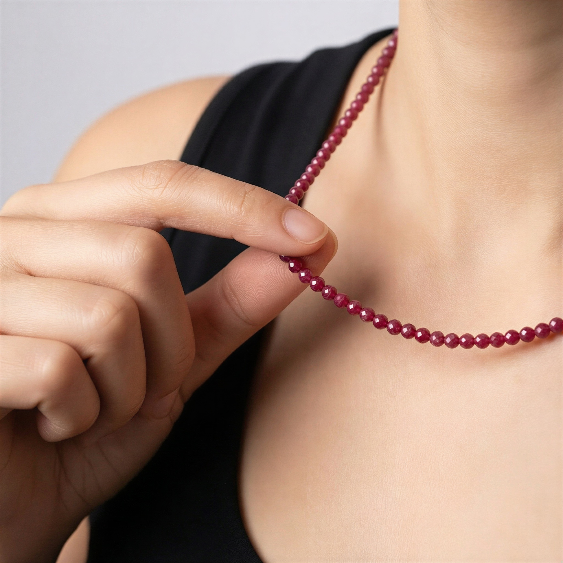 Ruby 2.5mm Faceted Round Bead - 6" Strand (GEM2463) – AI Studio Image (Transformed)
