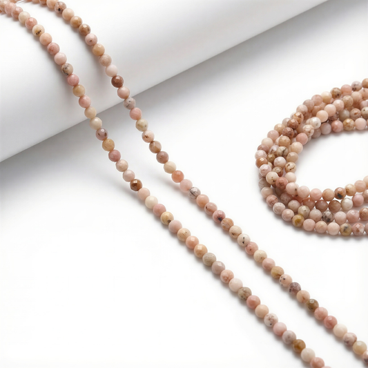 Pink Opal 3.5mm Faceted Round Bead - 7.5" Strand (GEM1927) – AI Studio Image (Transformed)