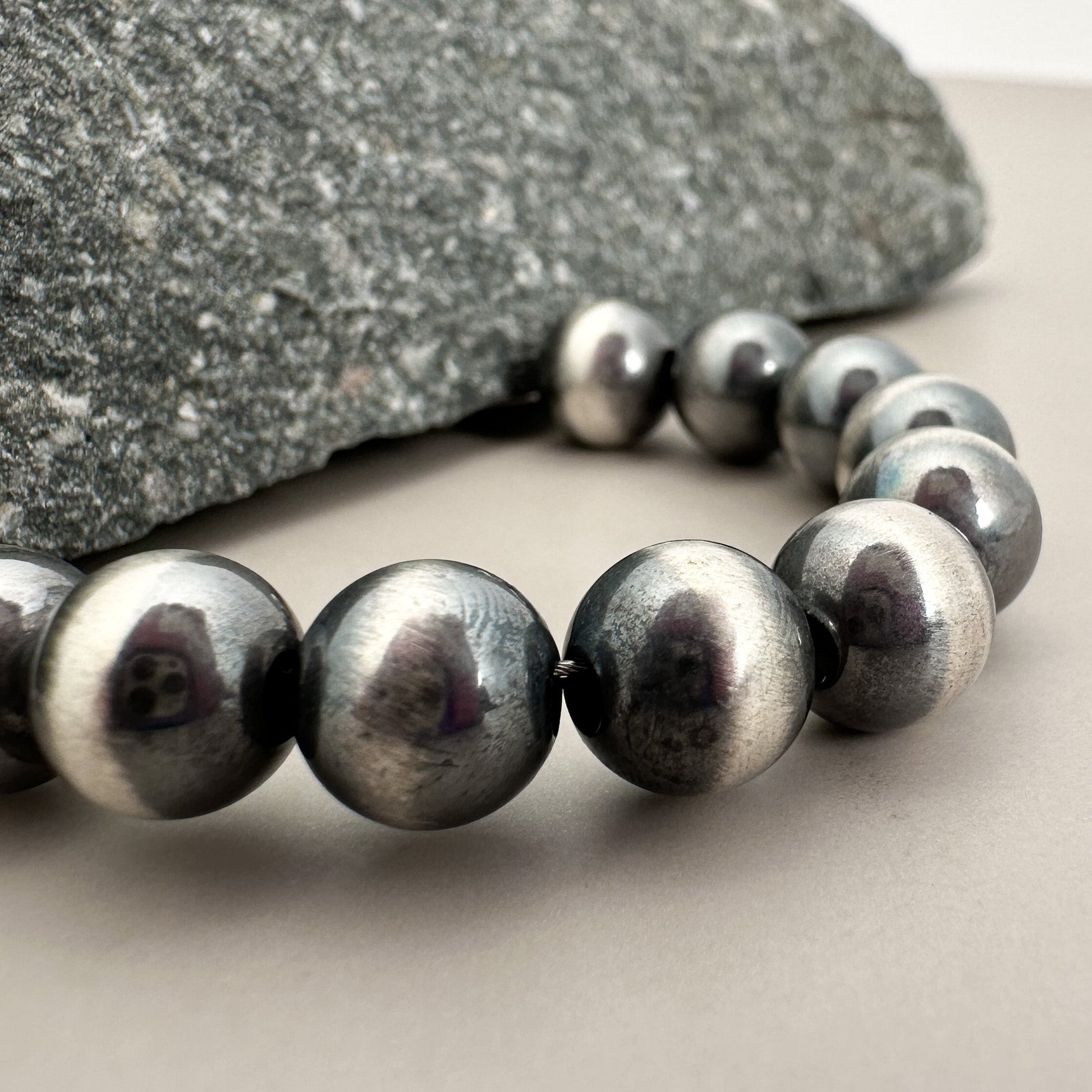 8mm Navajo Smooth Round Bead (Oxidized Sterling Silver) - 1 pc. (M1763)-The Bead Gallery Honolulu
