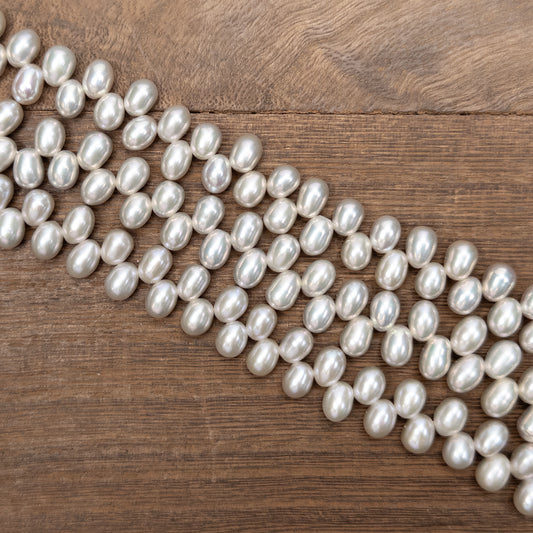 Freshwater Pearl Tip-Drill 8x6mm Grey Bead - 8" Strand (GEM191)-The Bead Gallery Honolulu