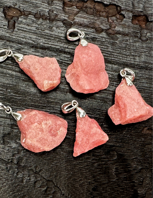 Rhodochrosite Rough Cut Pendant - 1 pc . (P2990)-The Bead Gallery Honolulu