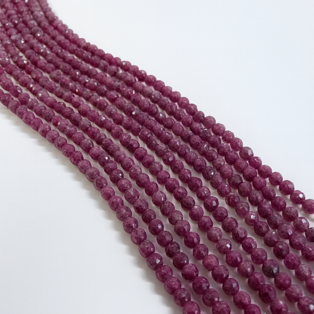Ruby 2.5mm Faceted Round Bead - 6" Strand (GEM2463)