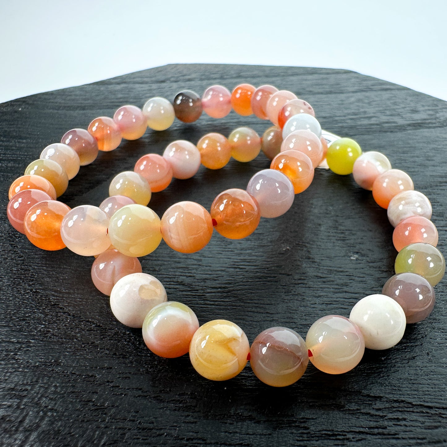 Mochi Agate 8-9mm Smooth Round Stretchy Cord Bracelet (GEM2117)-The Bead Gallery Honolulu