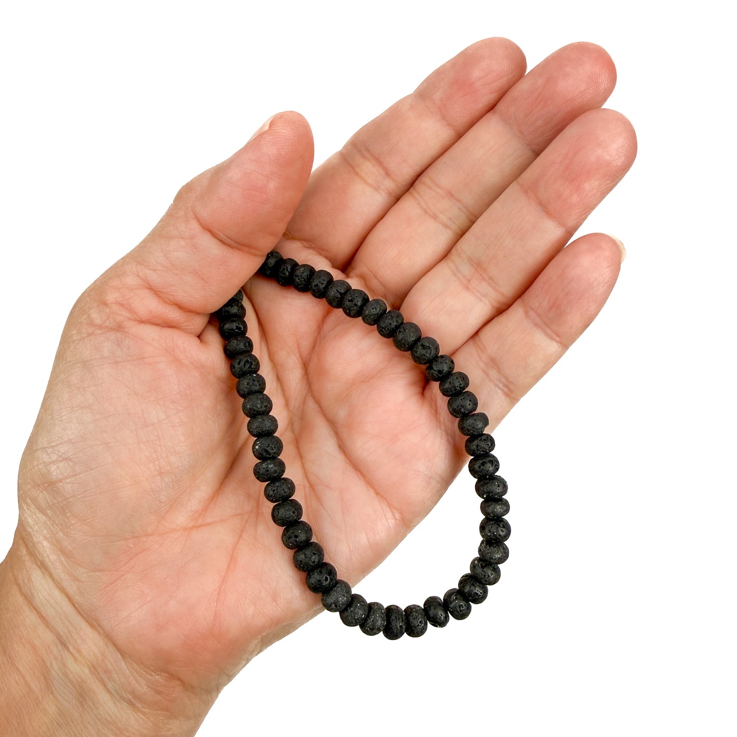 Black Lava 6mm Rondelle Bead - 15" Strand (GEM2455)