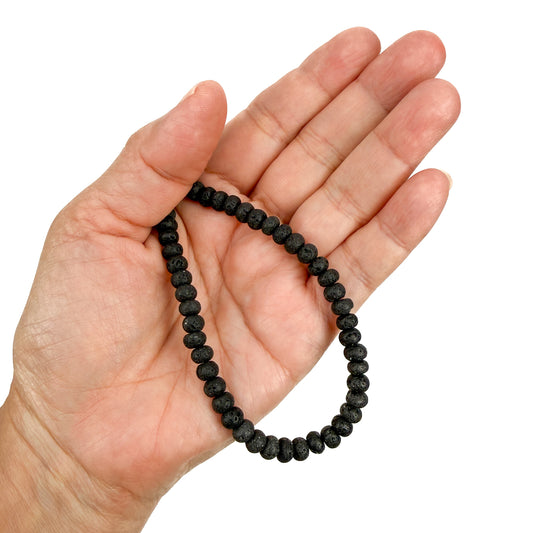 Black Lava 6mm Rondelle Bead - 15" Strand (GEM2455)