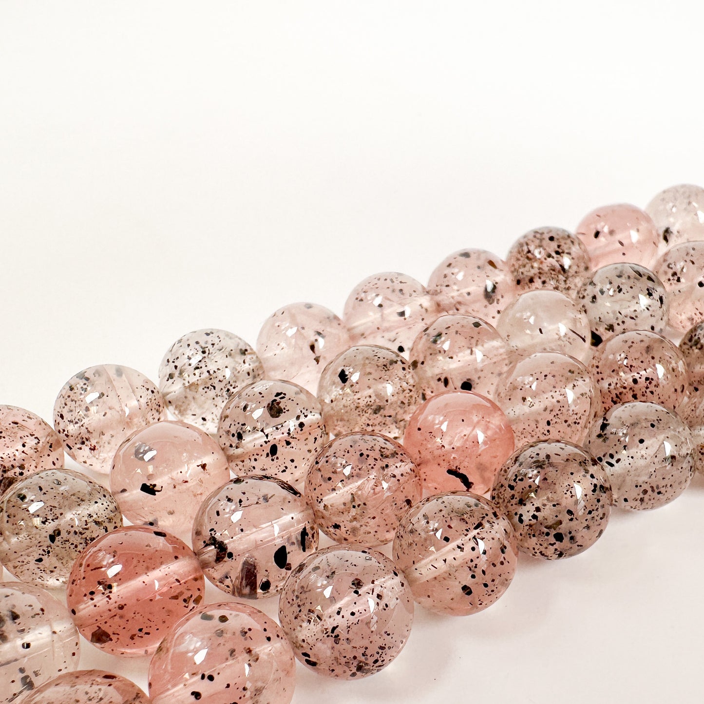 Hematite in Quartz 10mm Smooth Round Bead - 2 pcs. (P3095)