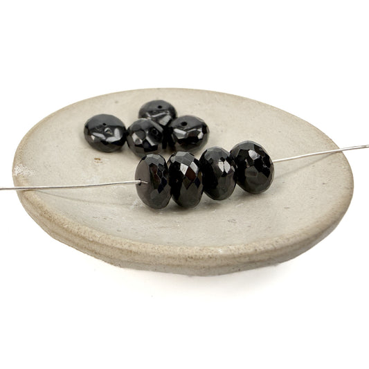 Black Spinel 10x5mm Faceted Rondelle Bead (1 pc/P3464)