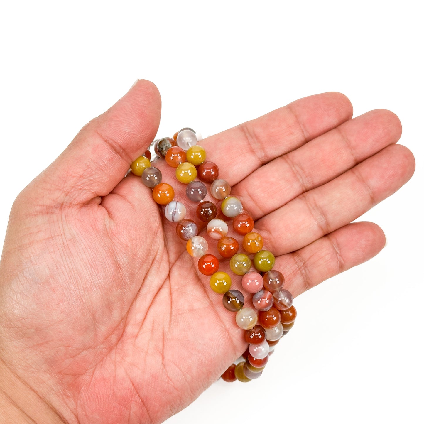 Australian Agate 8mm Round Bead - 7.5" Strand (GEM1322)