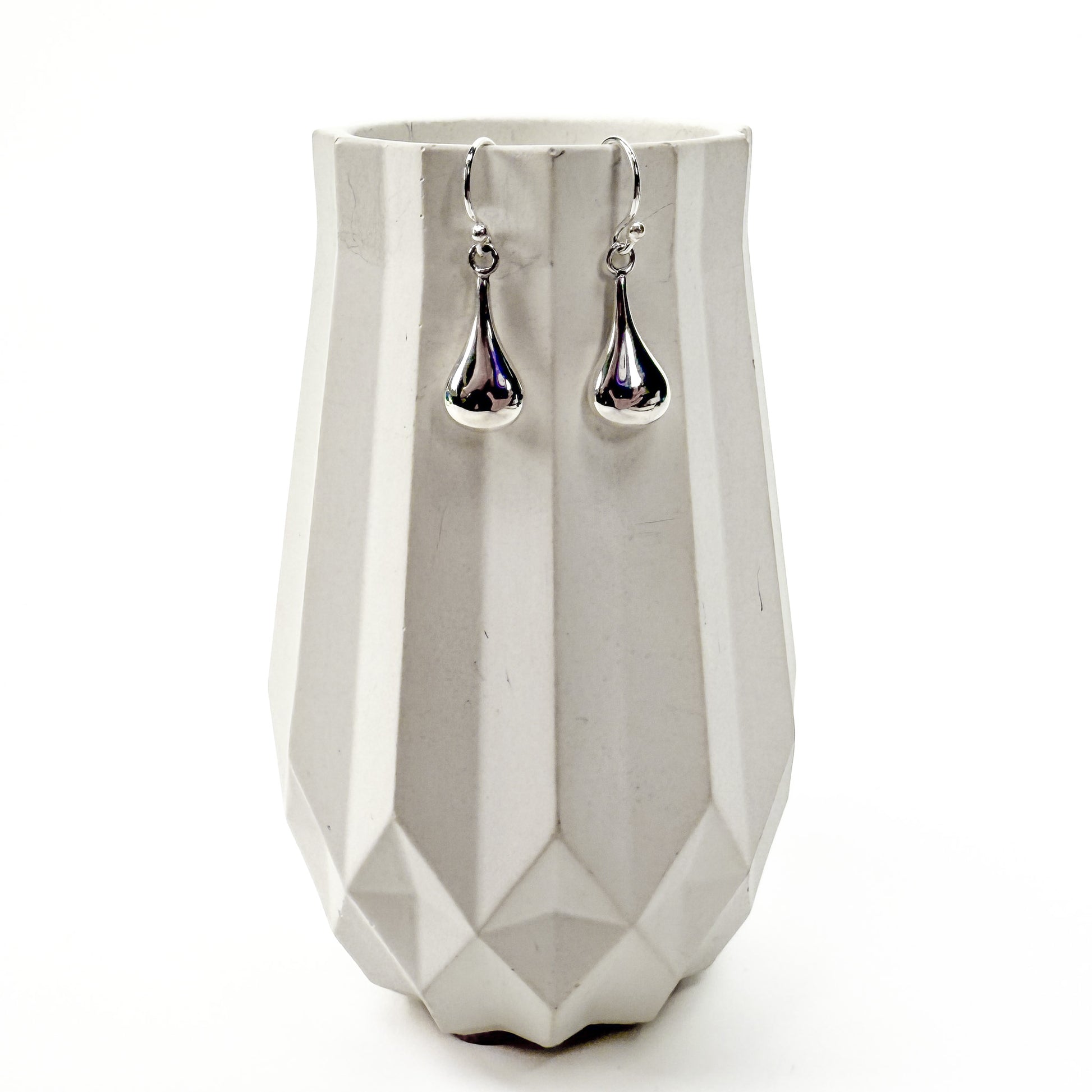 Small Waterdrop Bali Silver Earrings - 1 pair (J245)-The Bead Gallery Honolulu