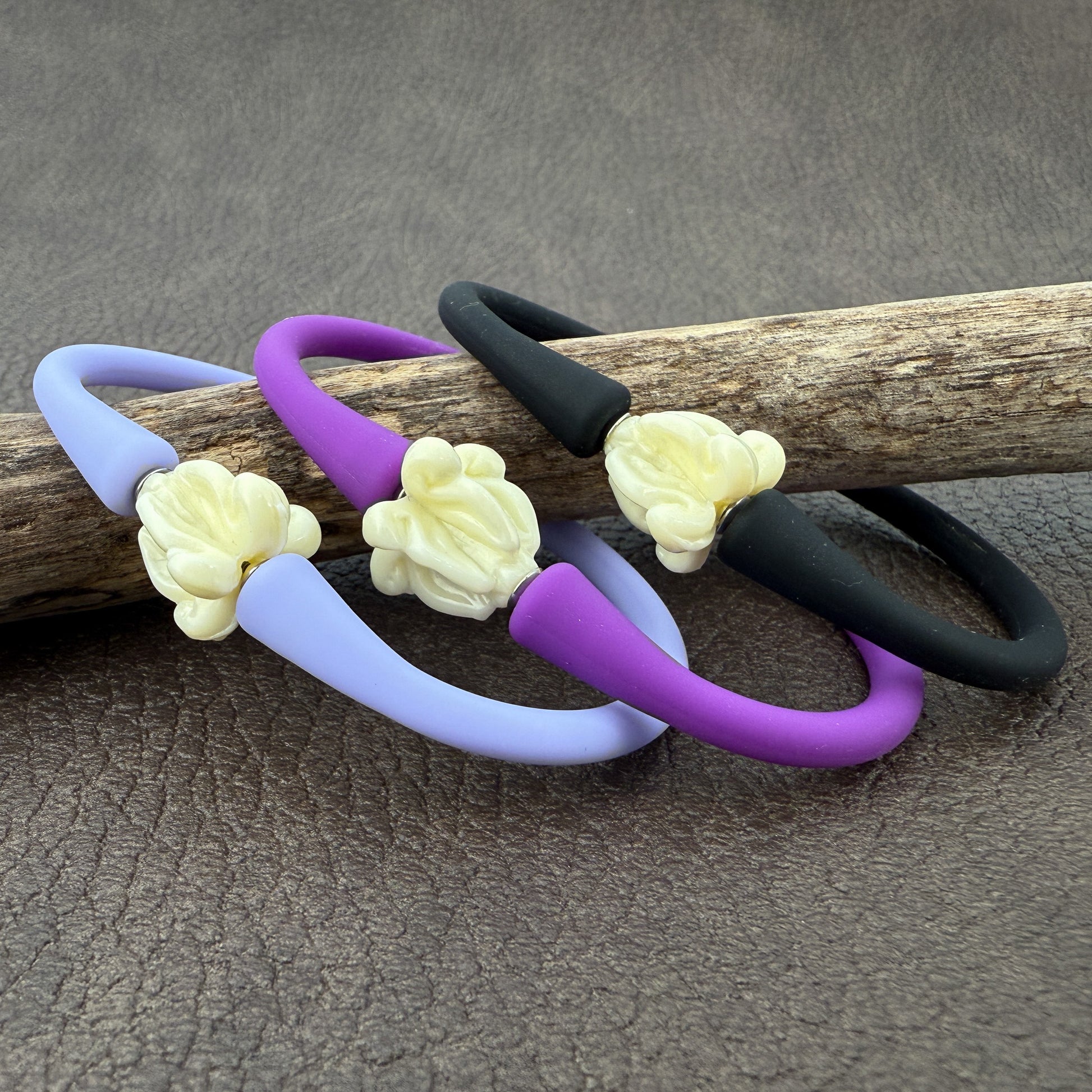 MADE IN HAWAII: Crown Flower Silicone Bracelet - 1 pc. (J344)-The Bead Gallery Honolulu