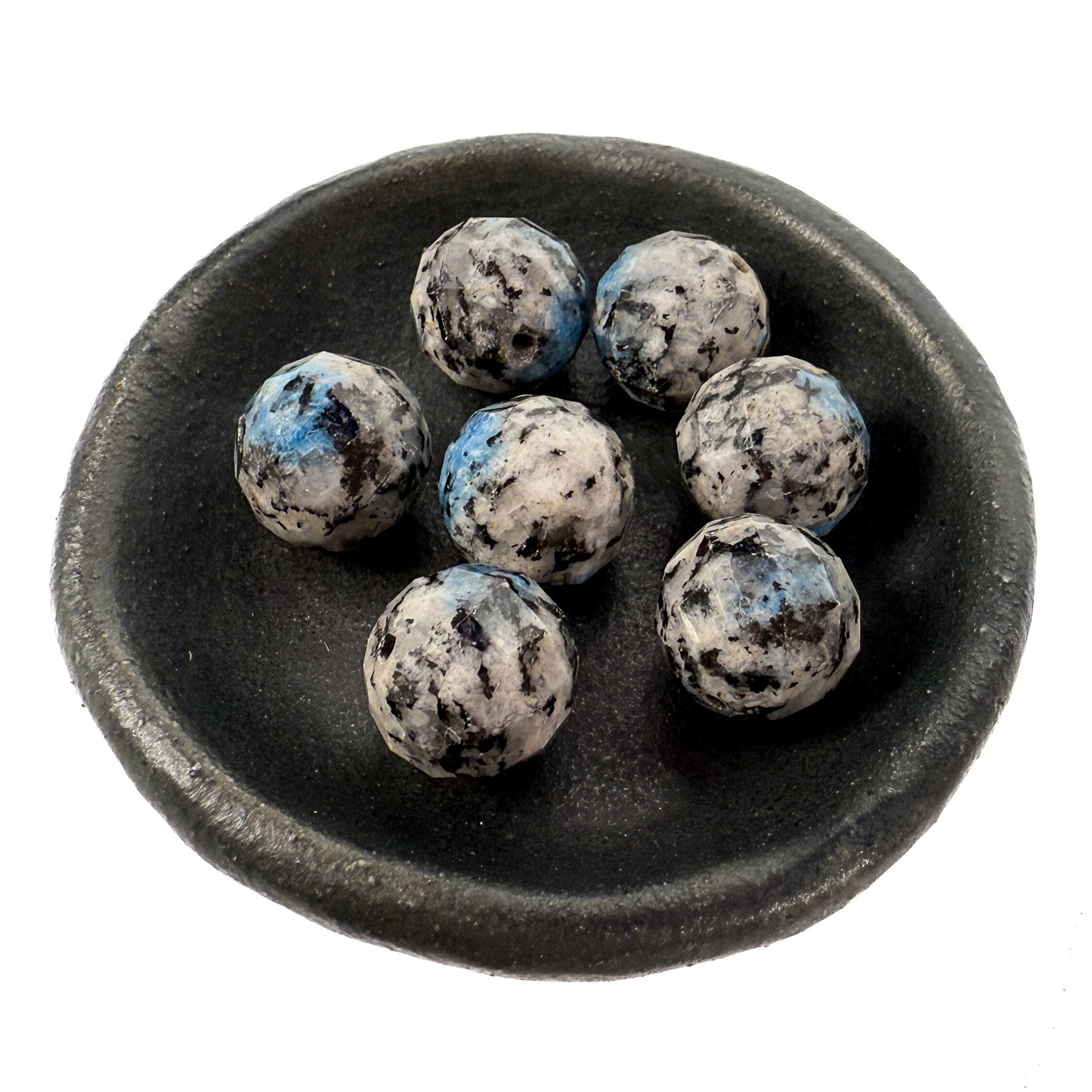 Tin Box 19: K2 (Azurite in Granite) 11mm Faceted Round Bead (1 pc/P2094)-The Bead Gallery Honolulu