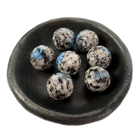 Tin Box 19: K2 (Azurite in Granite) 11mm Faceted Round Bead (1 pc/P2094)-The Bead Gallery Honolulu